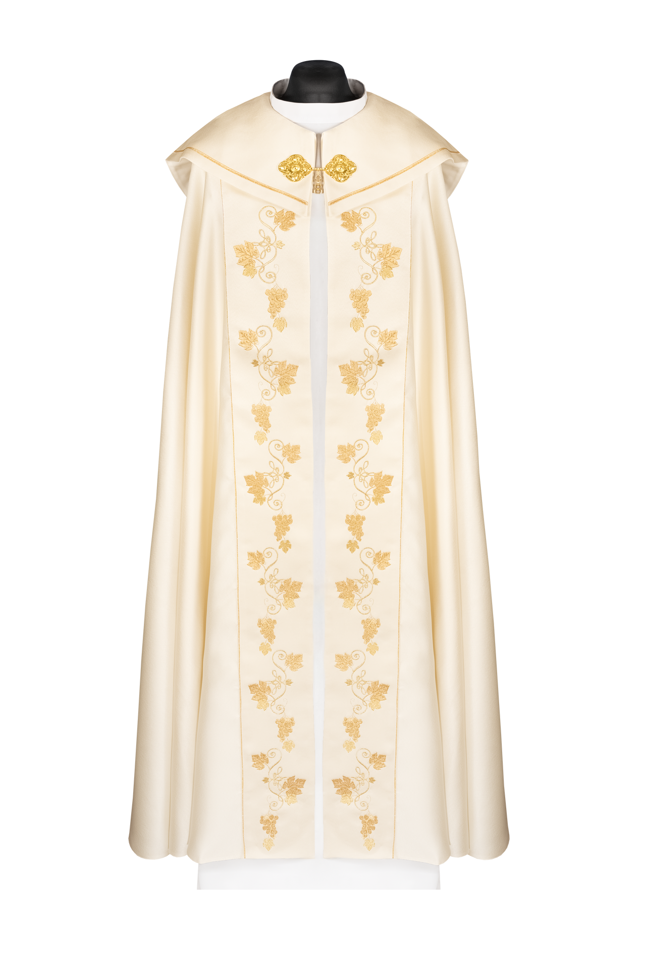 Kapa liturgiczna haftowany kielich i IHS ecru - ORNATY.PL