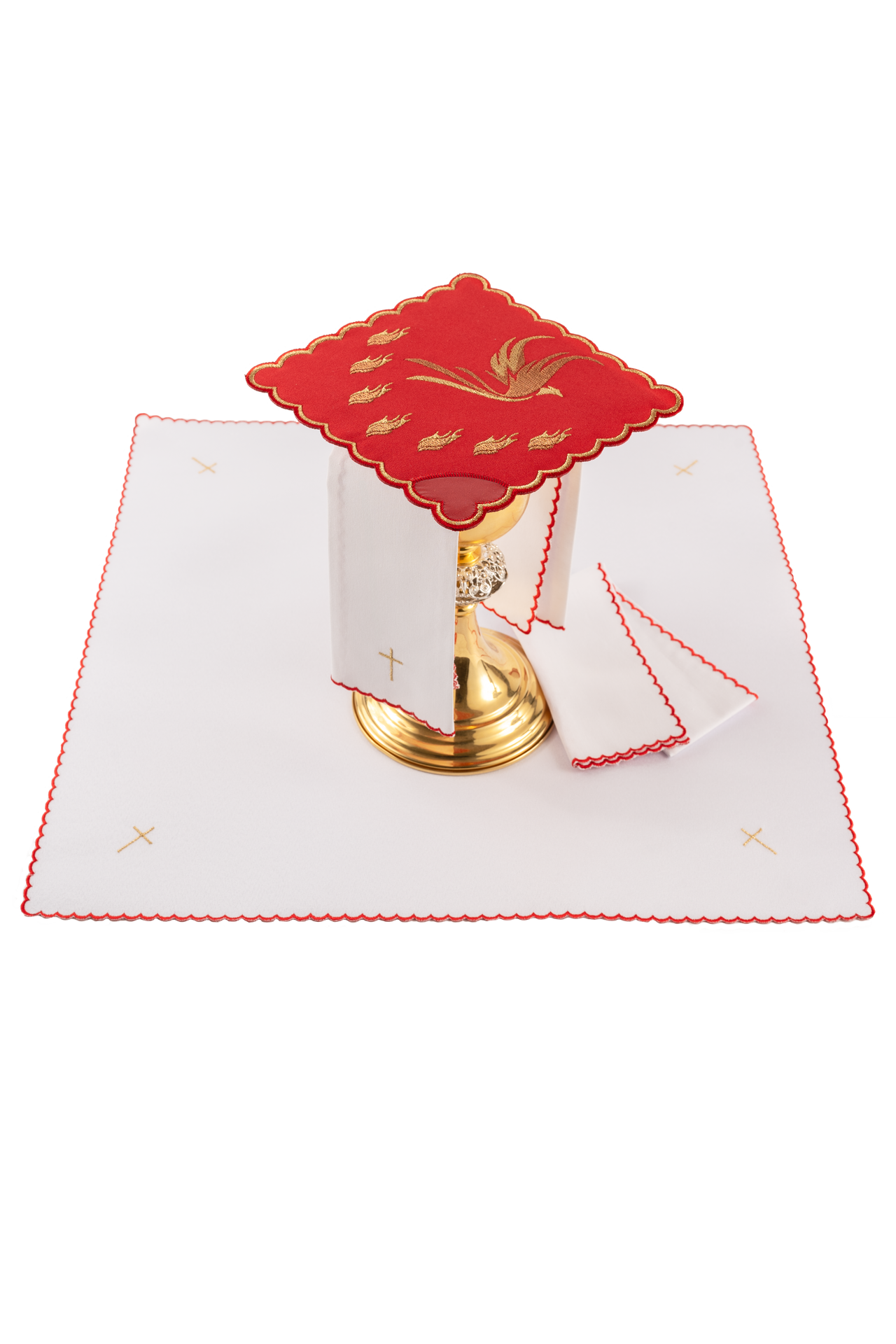 Servicio de altar rojo con bordado del Espíritu Santo