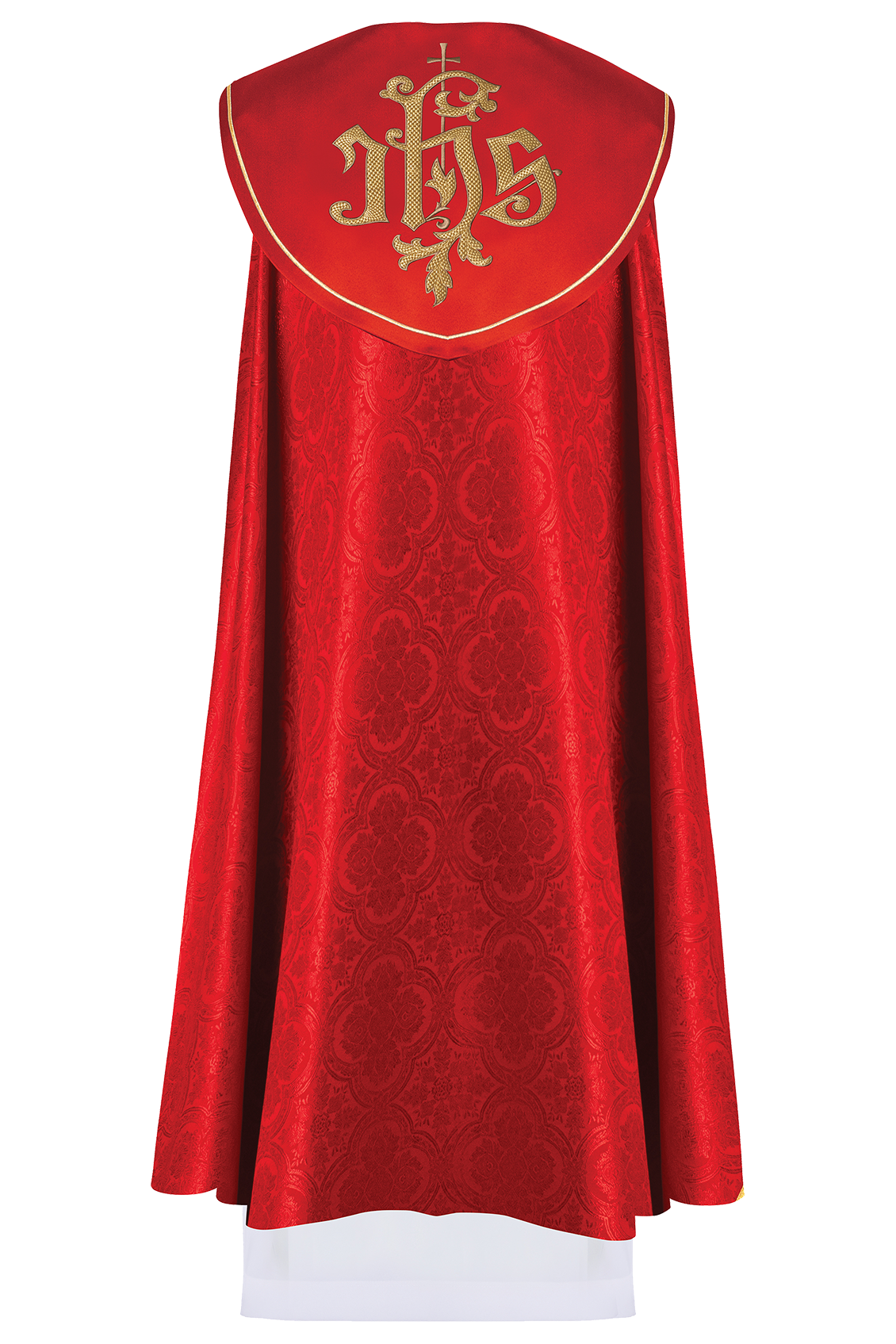 Czerwona kapa liturgiczna z złotym IHS - ORNATY.PL