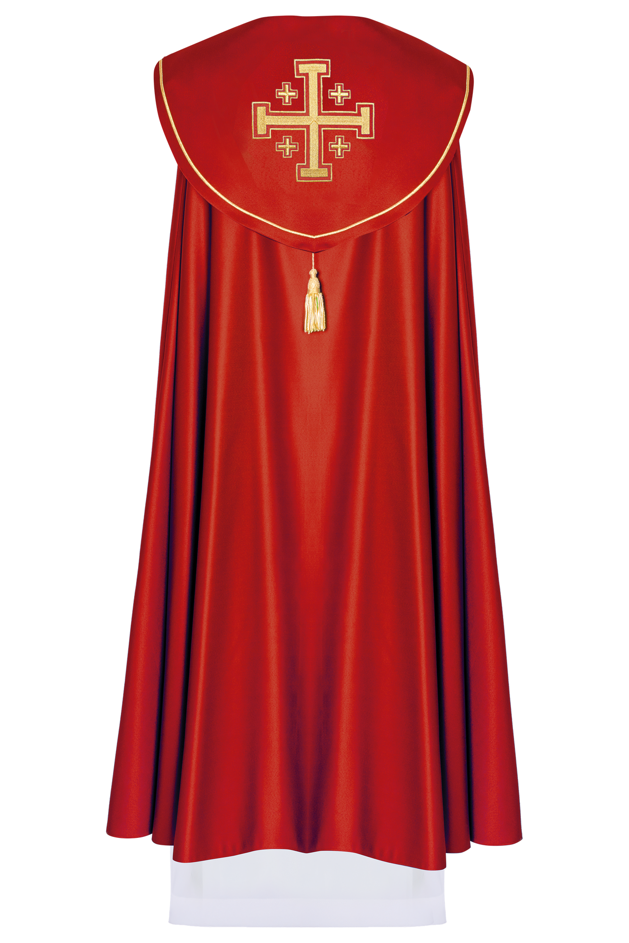 Kapa liturgiczna czerwona z pasem i haftem krzyży - ORNATY.PL
