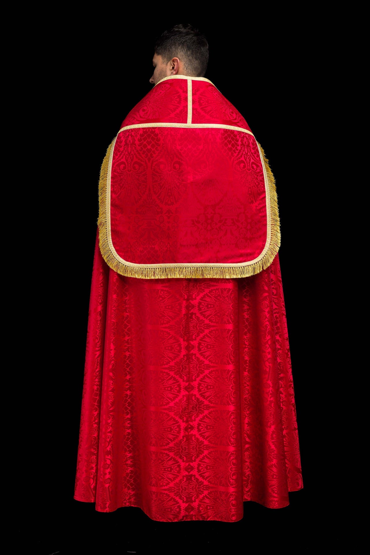 Capa pluvial romana de tejido jacquard lisa roja