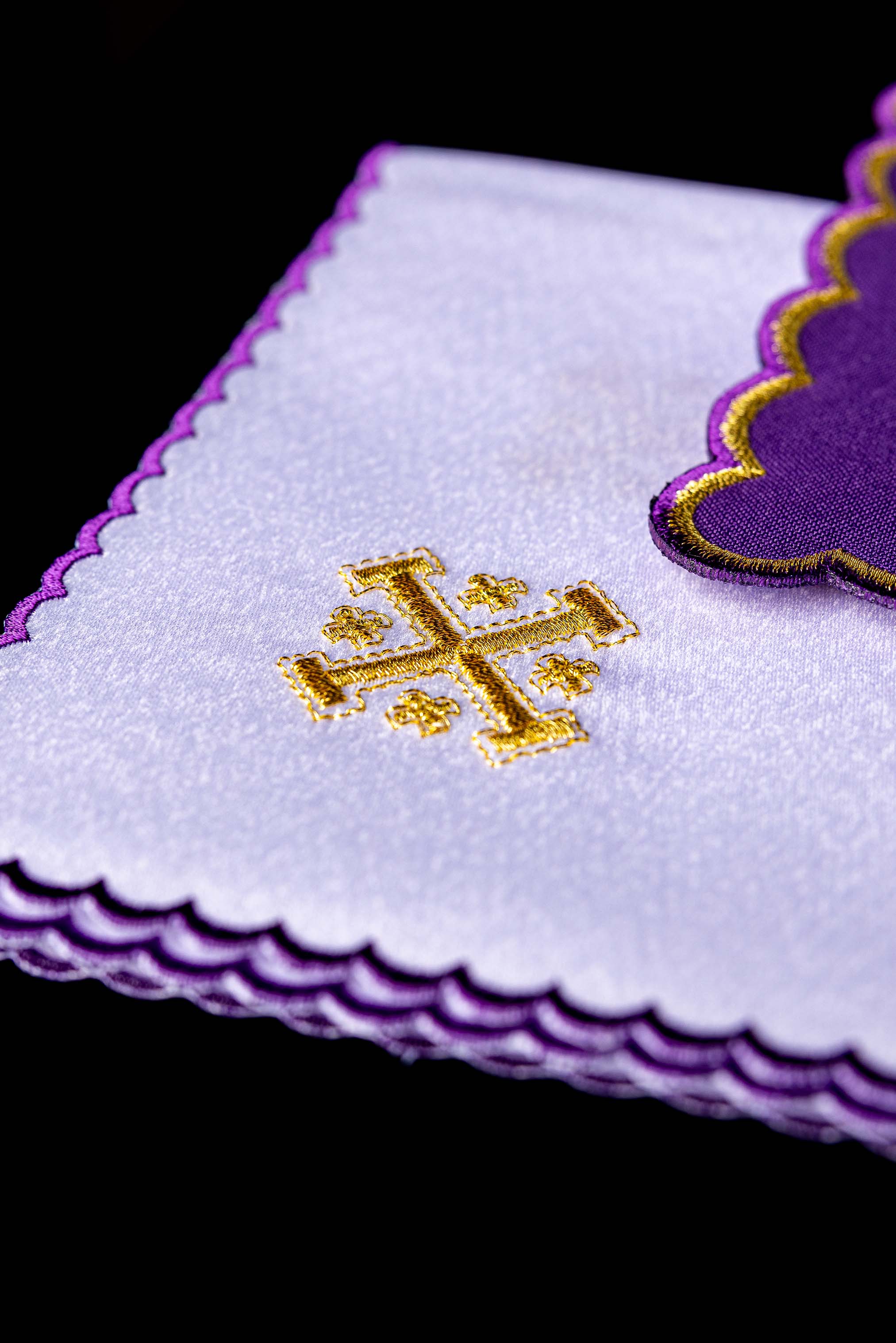Conjunto de Altar Cruz de Jerusalém Bordada Roxo