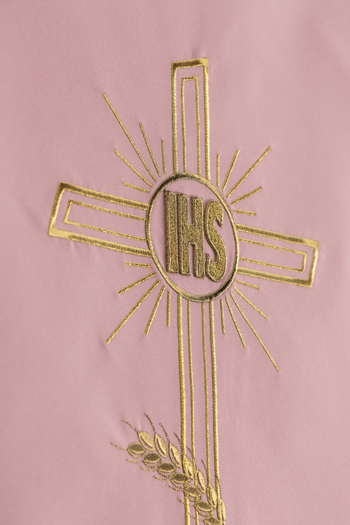 Capa de ambão bordada com cruz e IHS rosa - rosa
