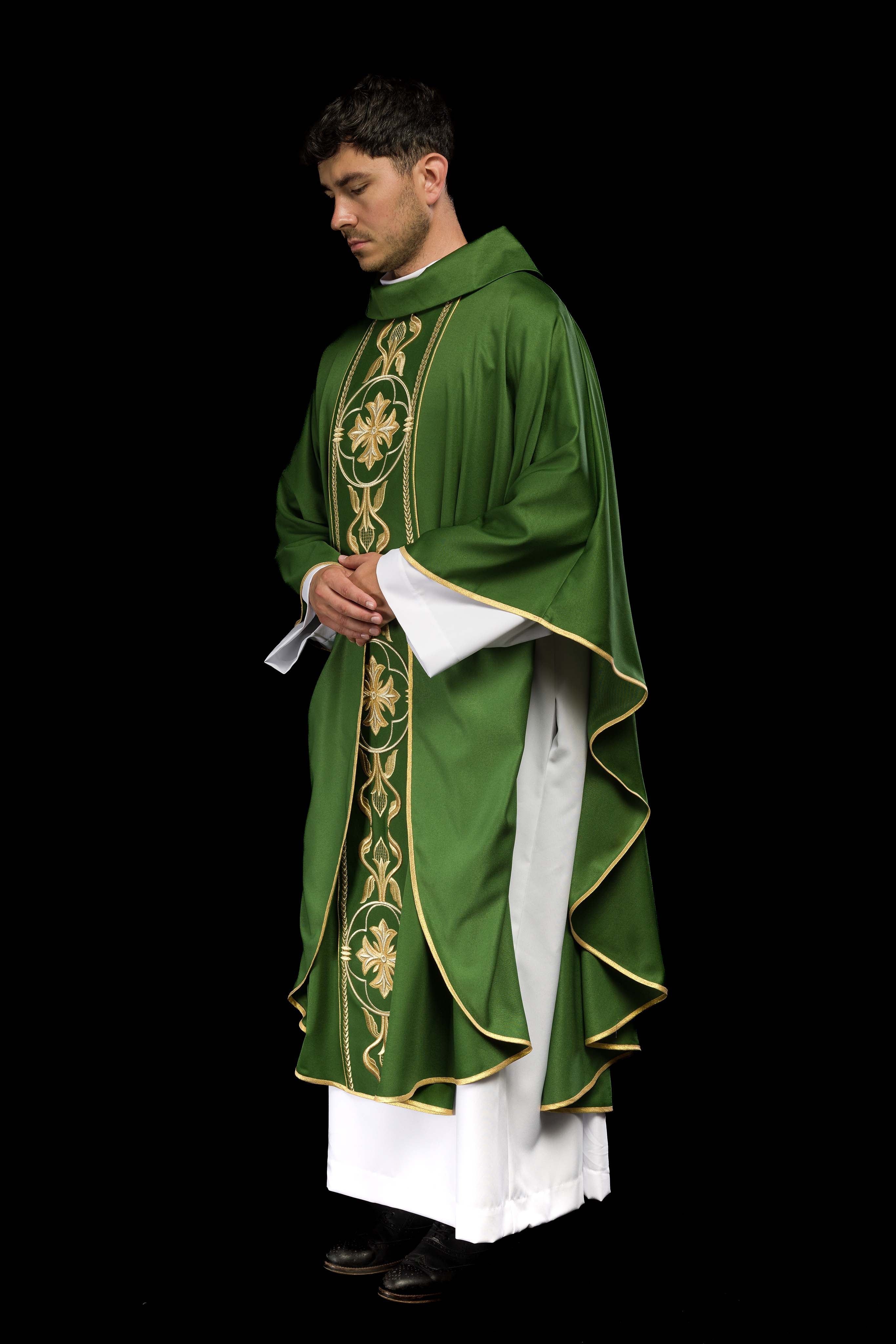 Casula bordada Verde com Faixa Decorativa