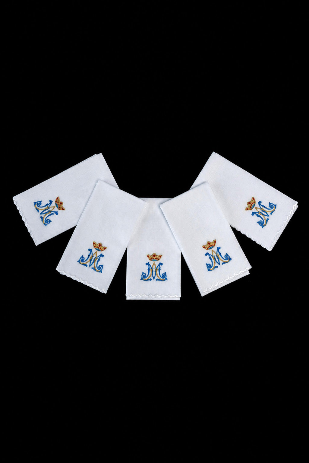 Set de 5 purificadores litúrgicos con bordado mariano