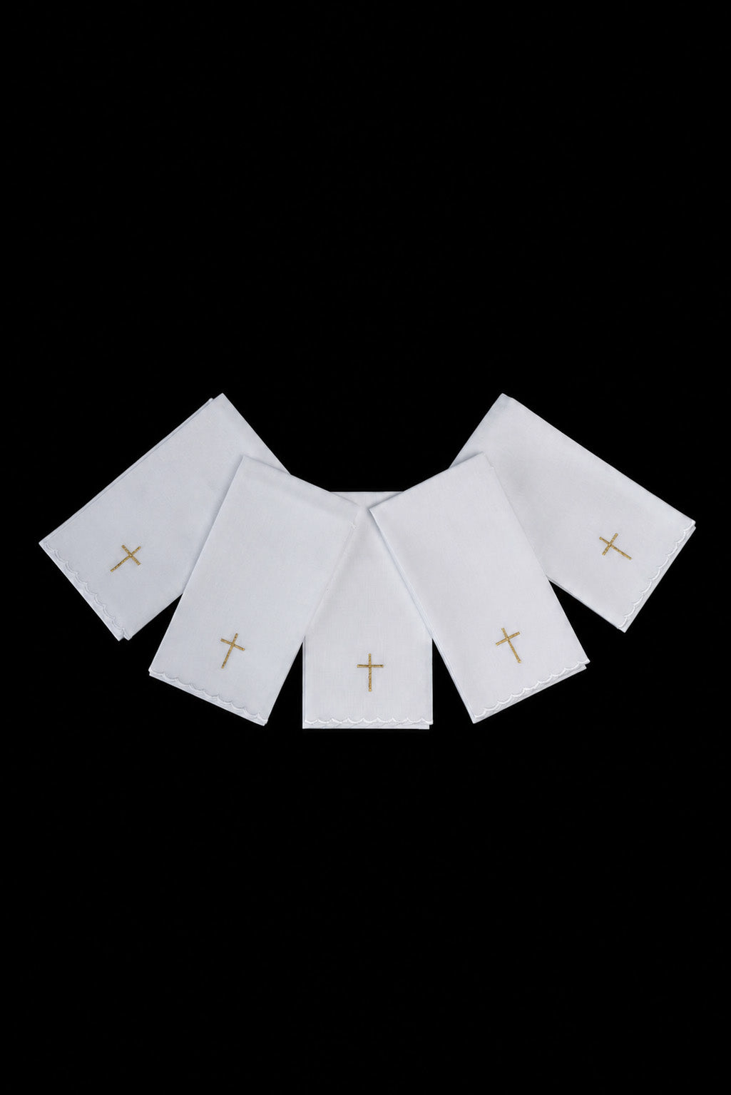 Set de 5 purificadores litúrgicos con cruz bordada en dorado