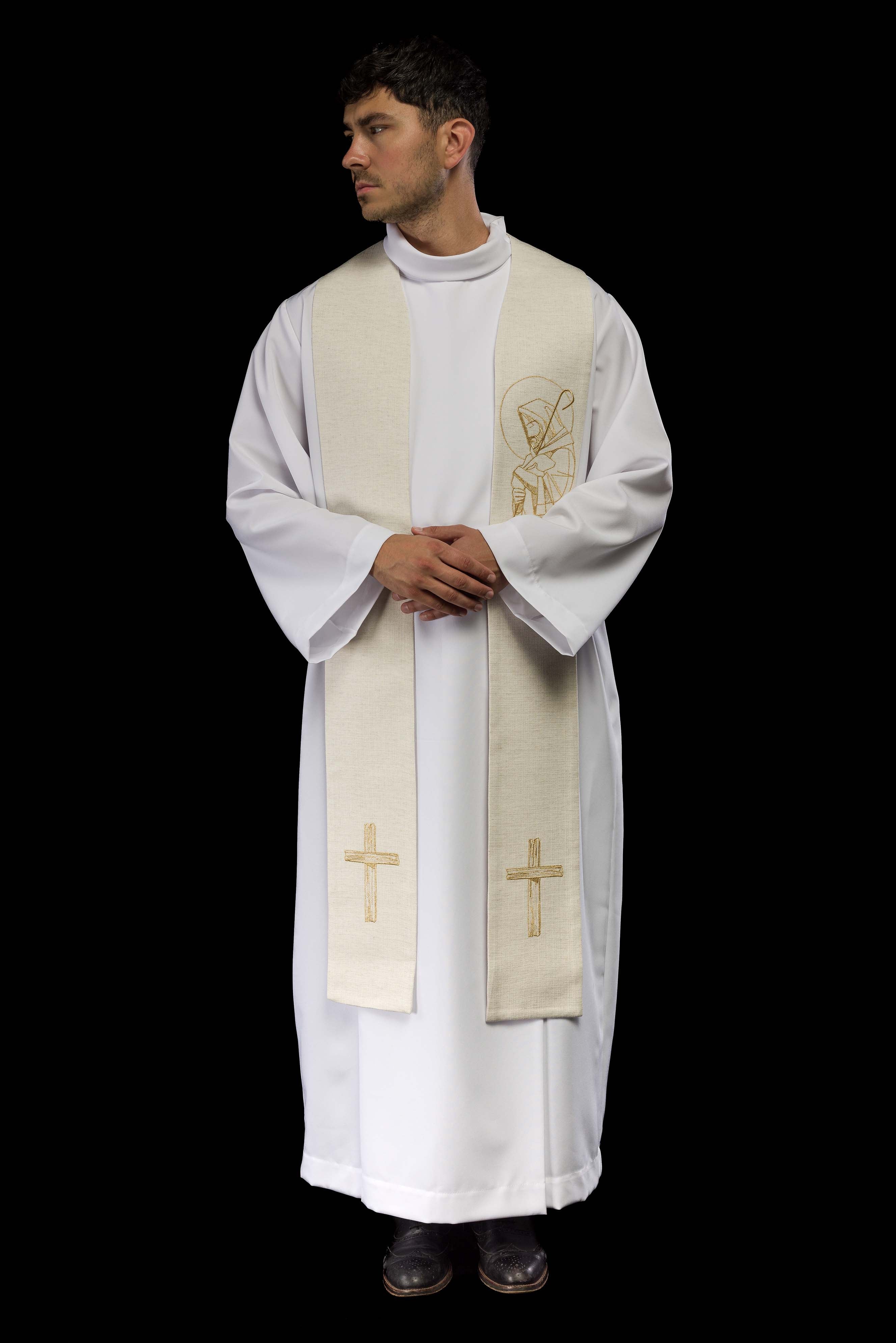Estola bordada “Jesus Bom Pastor” cru