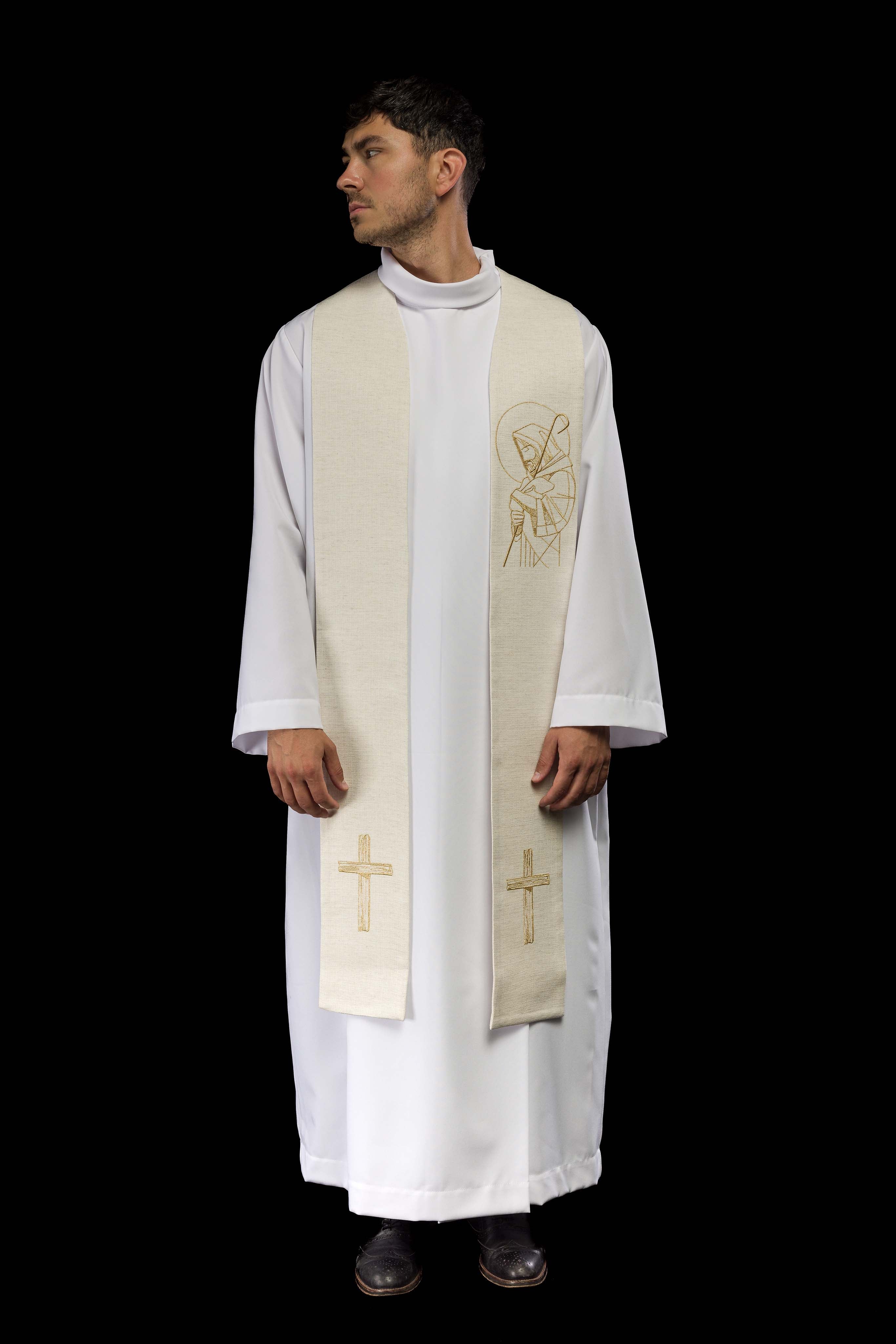 Estola bordada “Jesus Bom Pastor” cru