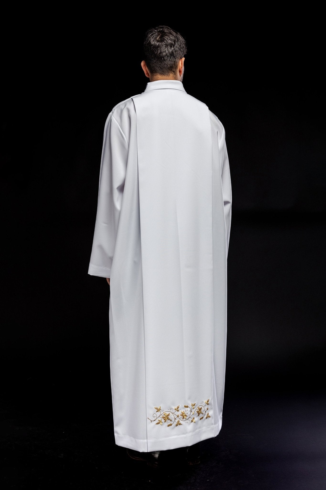 Alba lisa blanca con cuello redondo KAB/005/04/12 135cm/164cm - CASULLAS.ES
