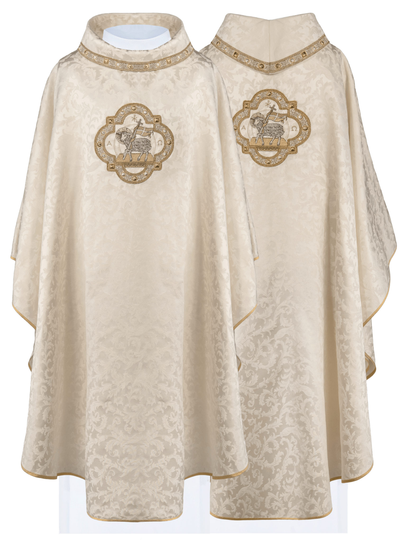 Casulla con cordero pascual hecha en tela decorativa S - 7072 - 05 - 88 - CASULLAS.ES