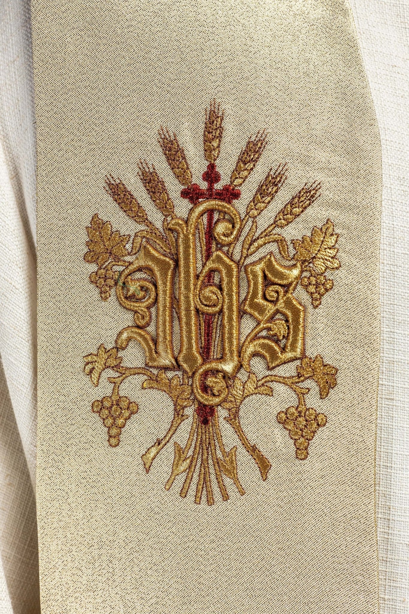 Estola oro con bordado Cruz, IHS y corazón de Jesucristo KST/159/10/37 ZŁOTY - CASULLAS.ES