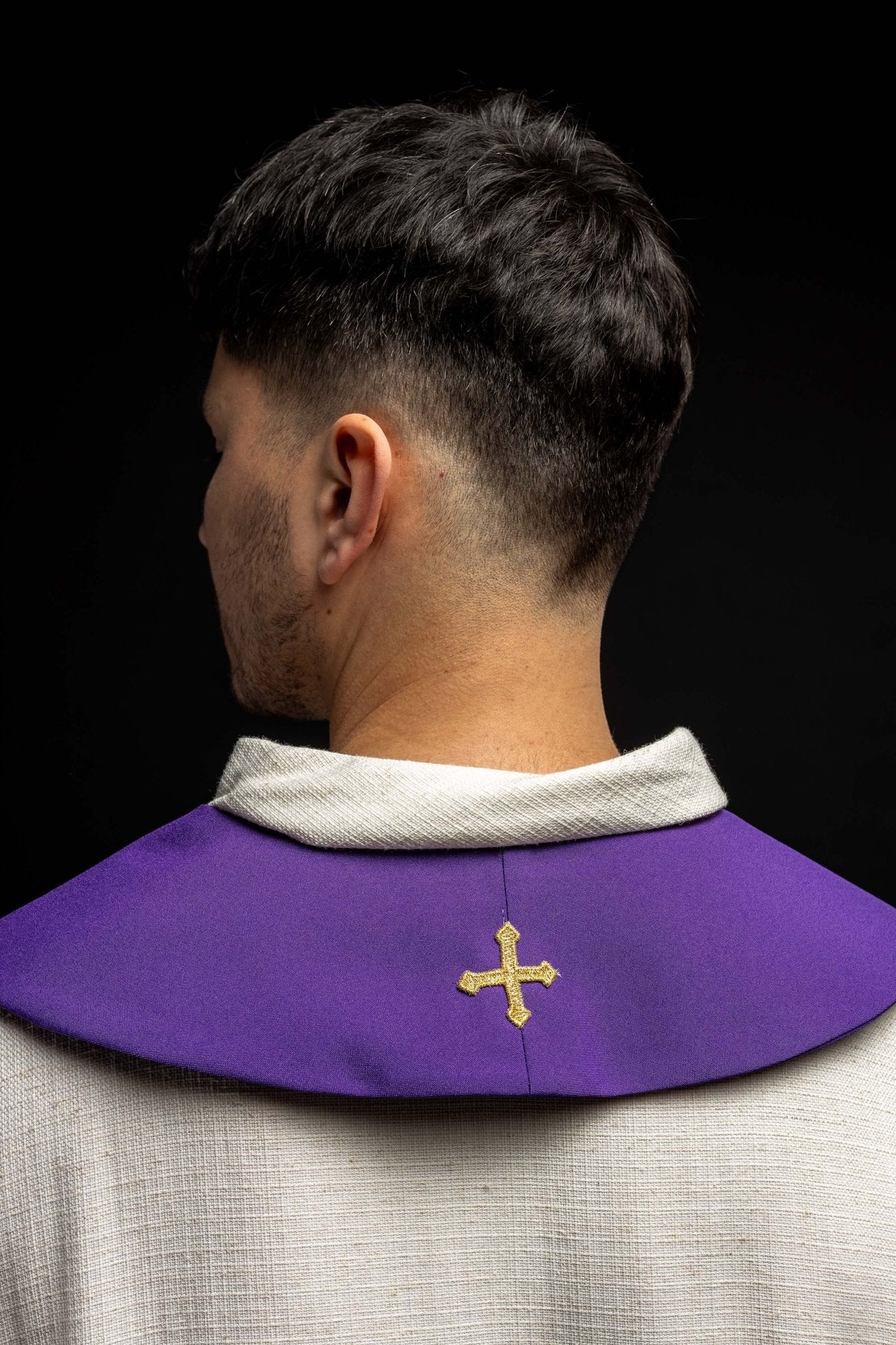 Estola reversible con Cruz de Jerusalén púrpura - blanca KST/046/03 - 04/01 FILETOWO - BIAŁA - CASULLAS.ES