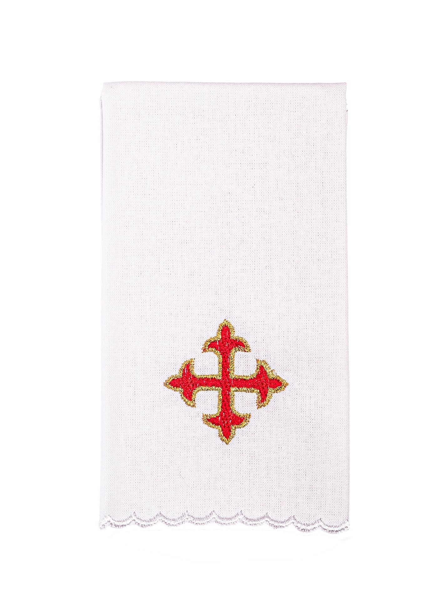 Juego de altar con cruz pequeña bordada roja KK/075/C2 - CASULLAS.ES