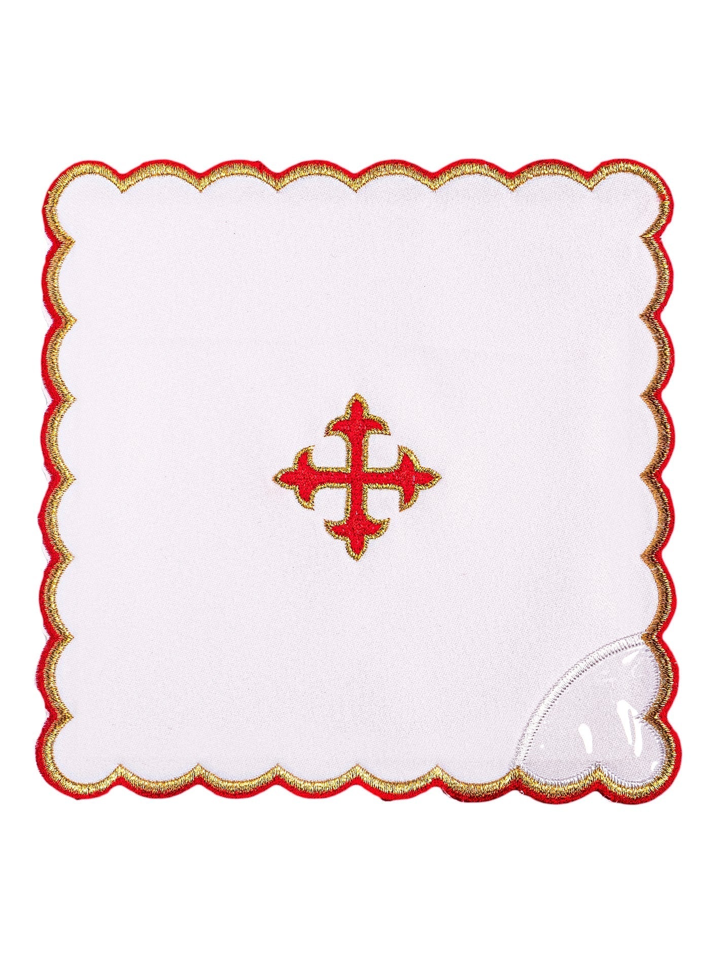 Juego de altar con cruz pequeña bordada roja KK/075/C2 - CASULLAS.ES