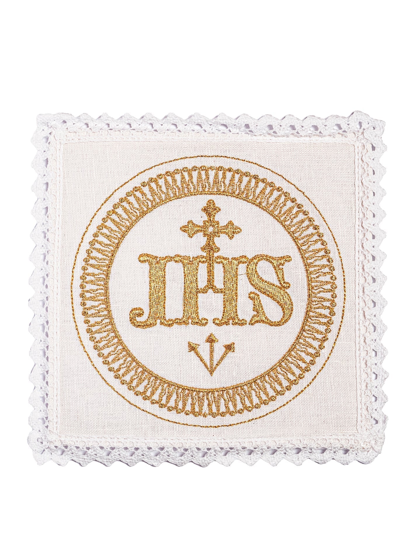 Juego de altar lino bordado IHS KKL/082 - CASULLAS.ES