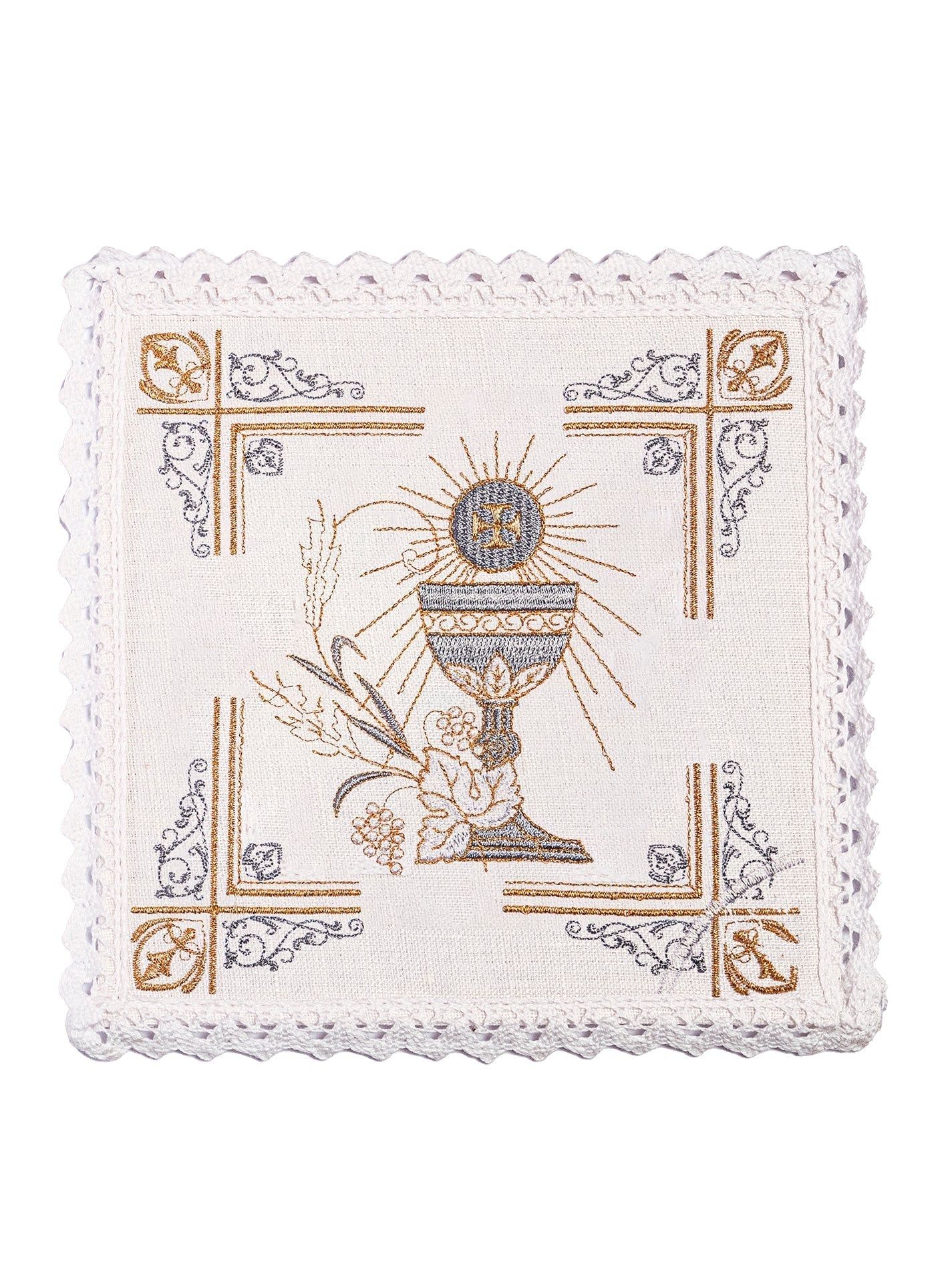 Juego de altar lino con bordado Cáliz KKL/163 - CASULLAS.ES