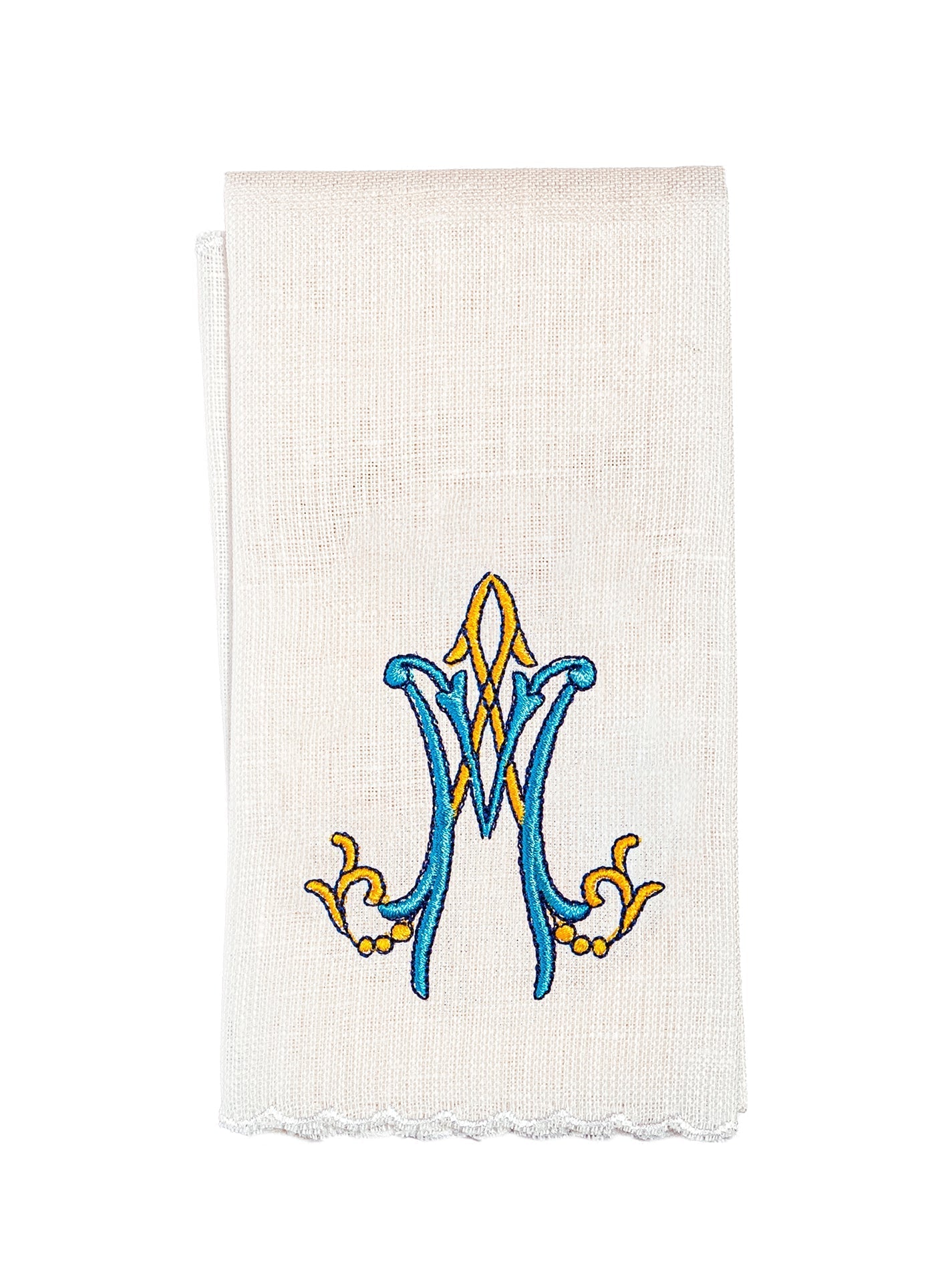 Juego de altar lino con bordado Mariano colorido KKL/078 - CASULLAS.ES