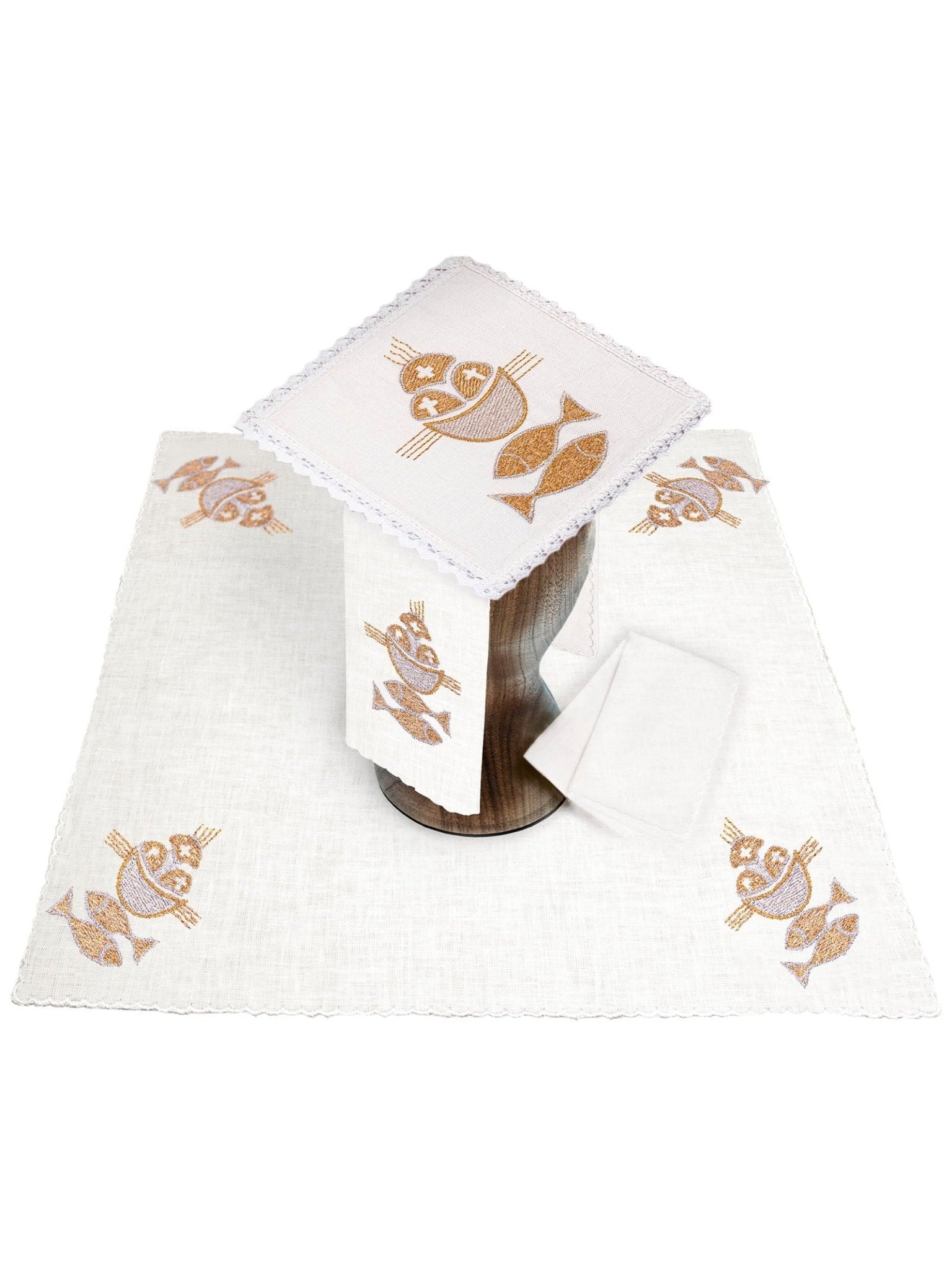 Juego de altar lino con bordado PEZ KKL/018 - CASULLAS.ES