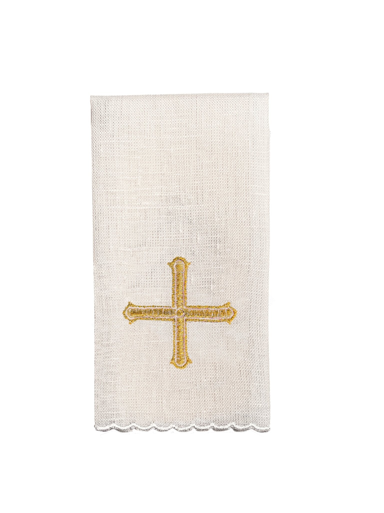 Juego de altar lino ricamente bordado con Cruz y piedras LE/5010 - CASULLAS.ES