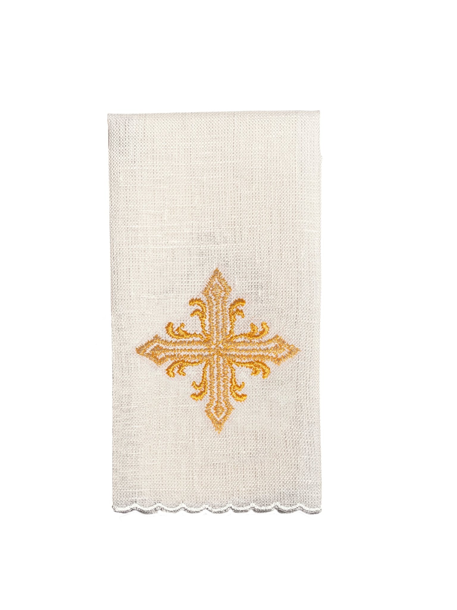 Juego de altar lino ricamente bordado con piedras, palia redonda LE/5004 - CASULLAS.ES