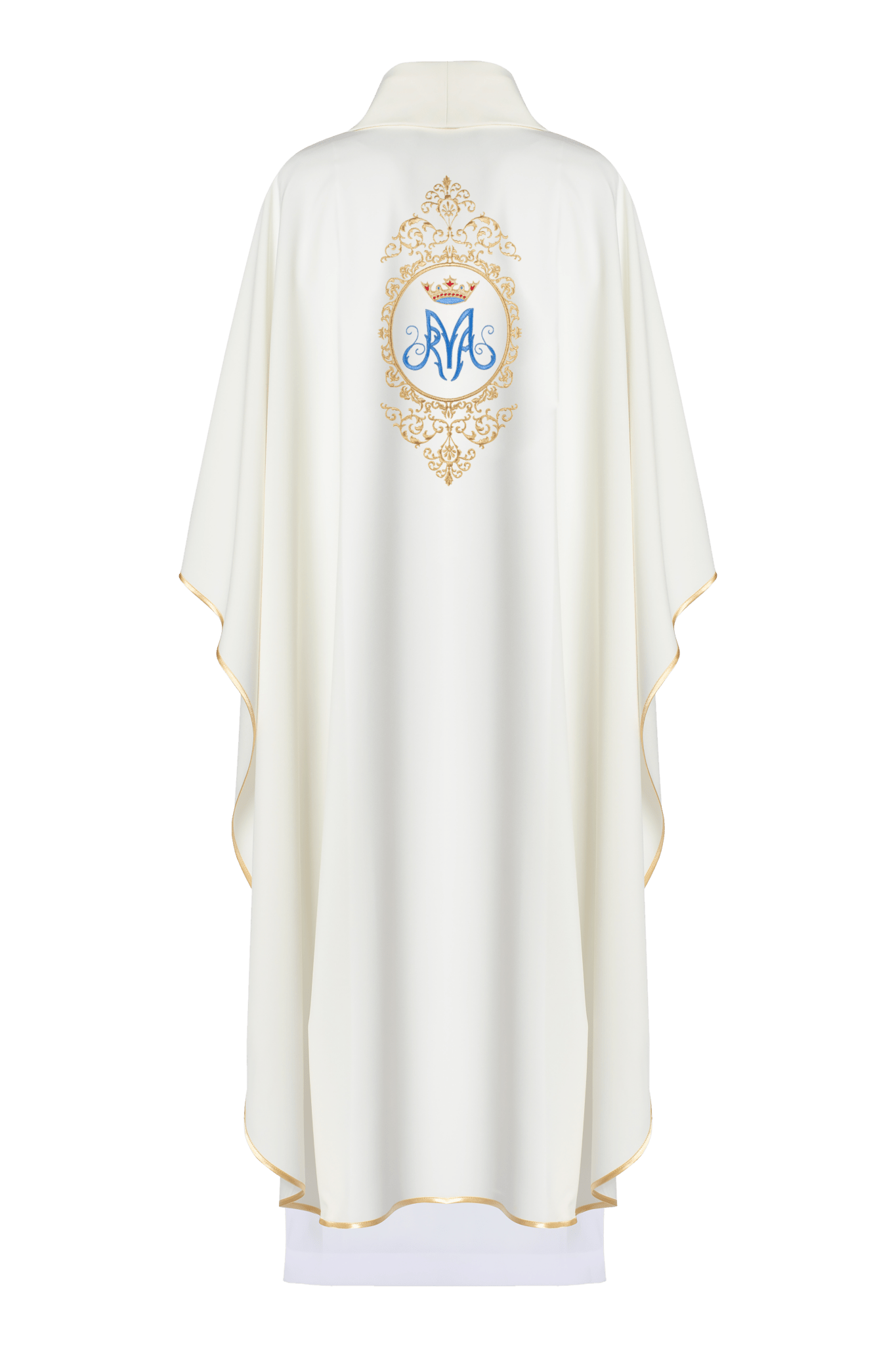 Ornat z motywem maryjnym otoczonym złotym haftem