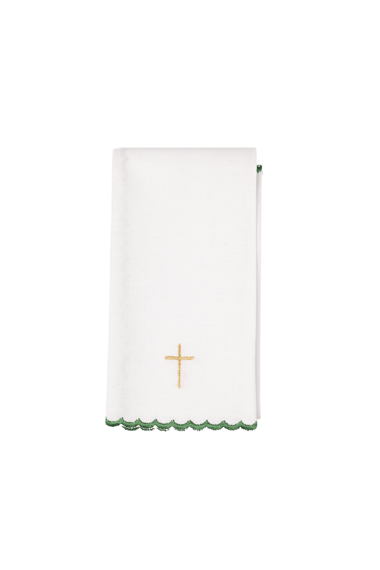 Servicio de altar bordado con motivo de cruz verde KDT/5028/01 ZIELONY - CASULLAS.ES