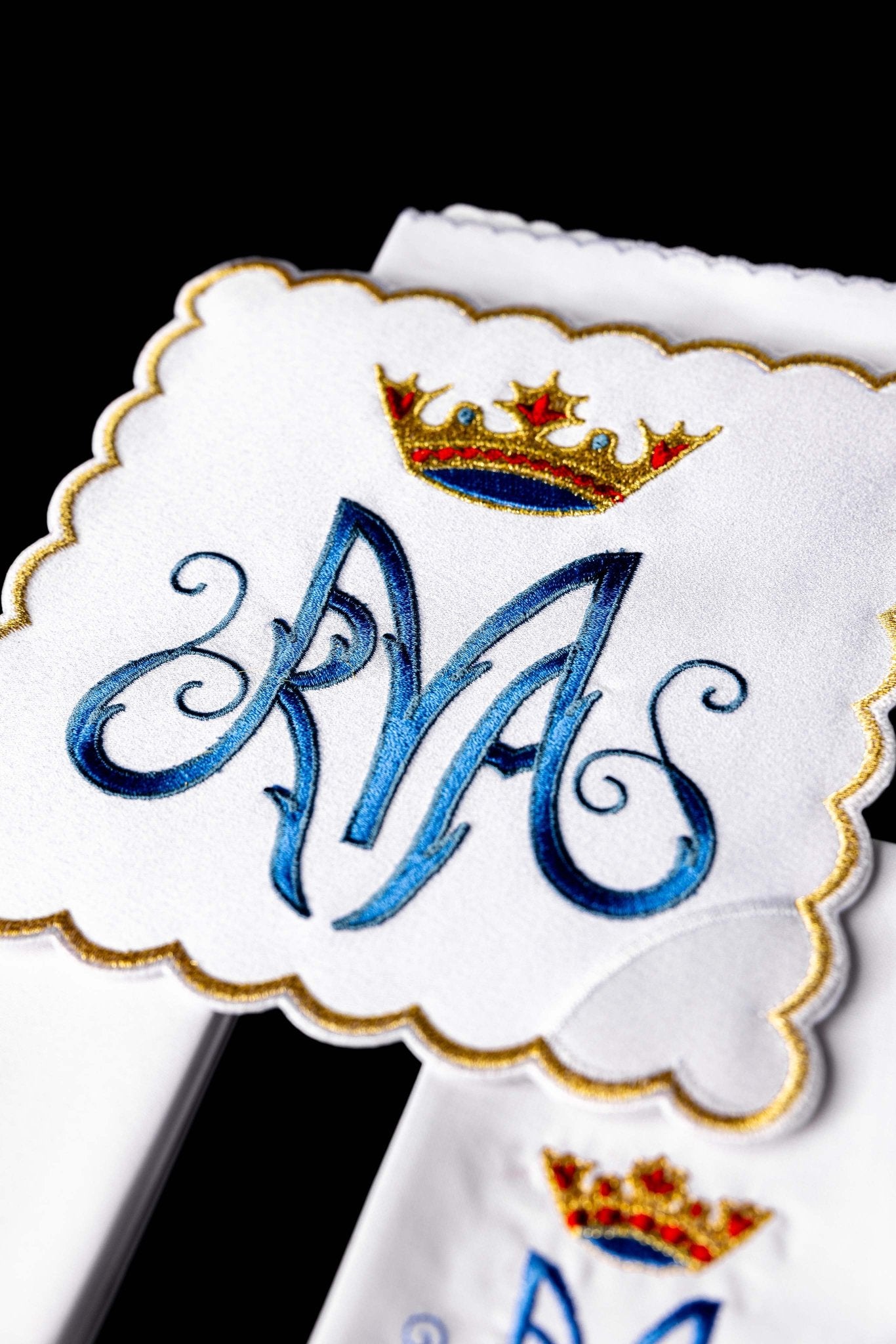 Servicio de altar mariano bordado azul KK/003/C1 - CASULLAS.ES