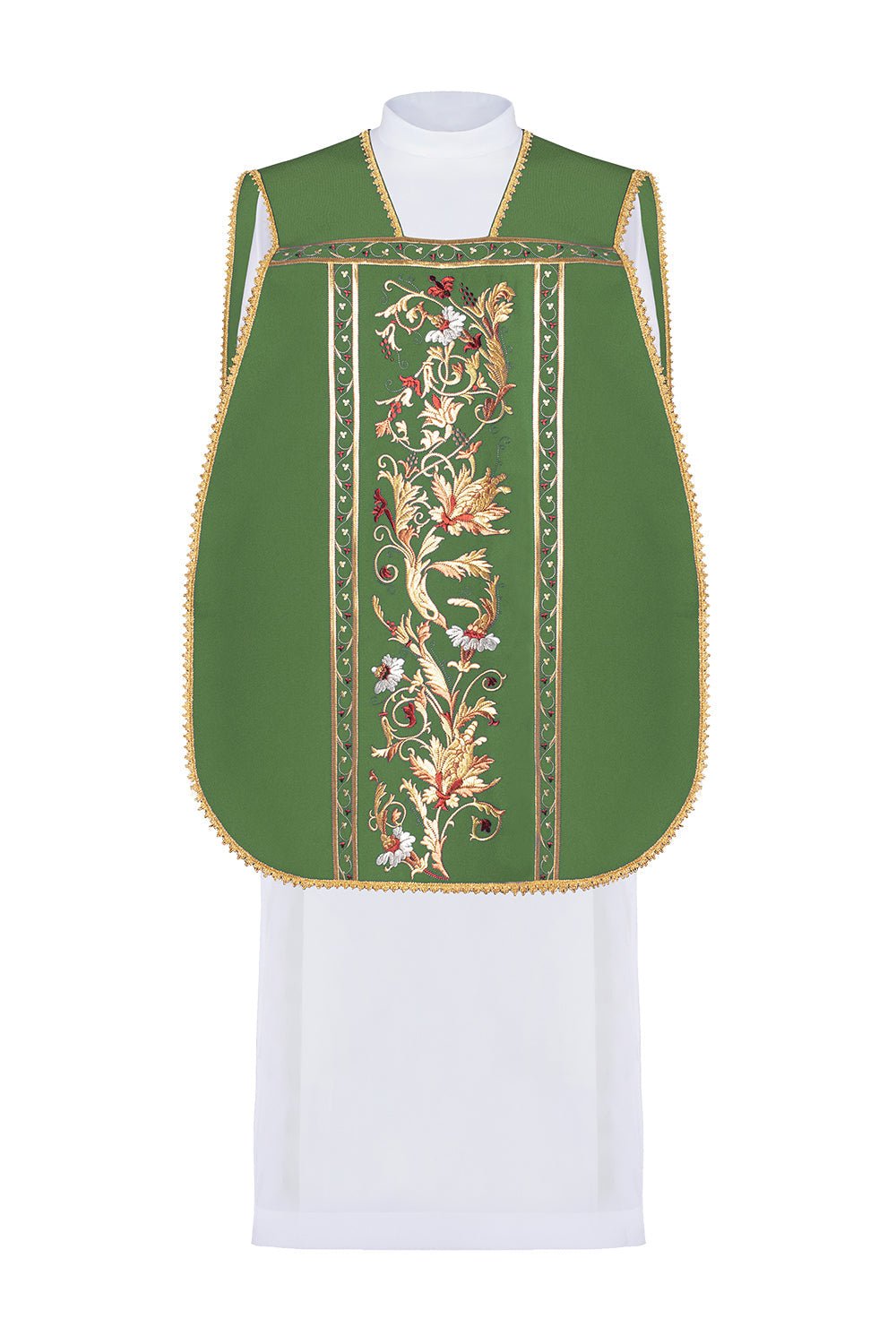 Zielony ornat rzymski haftowany z motywem kielicha eucharystycznego - ORNATY.PL