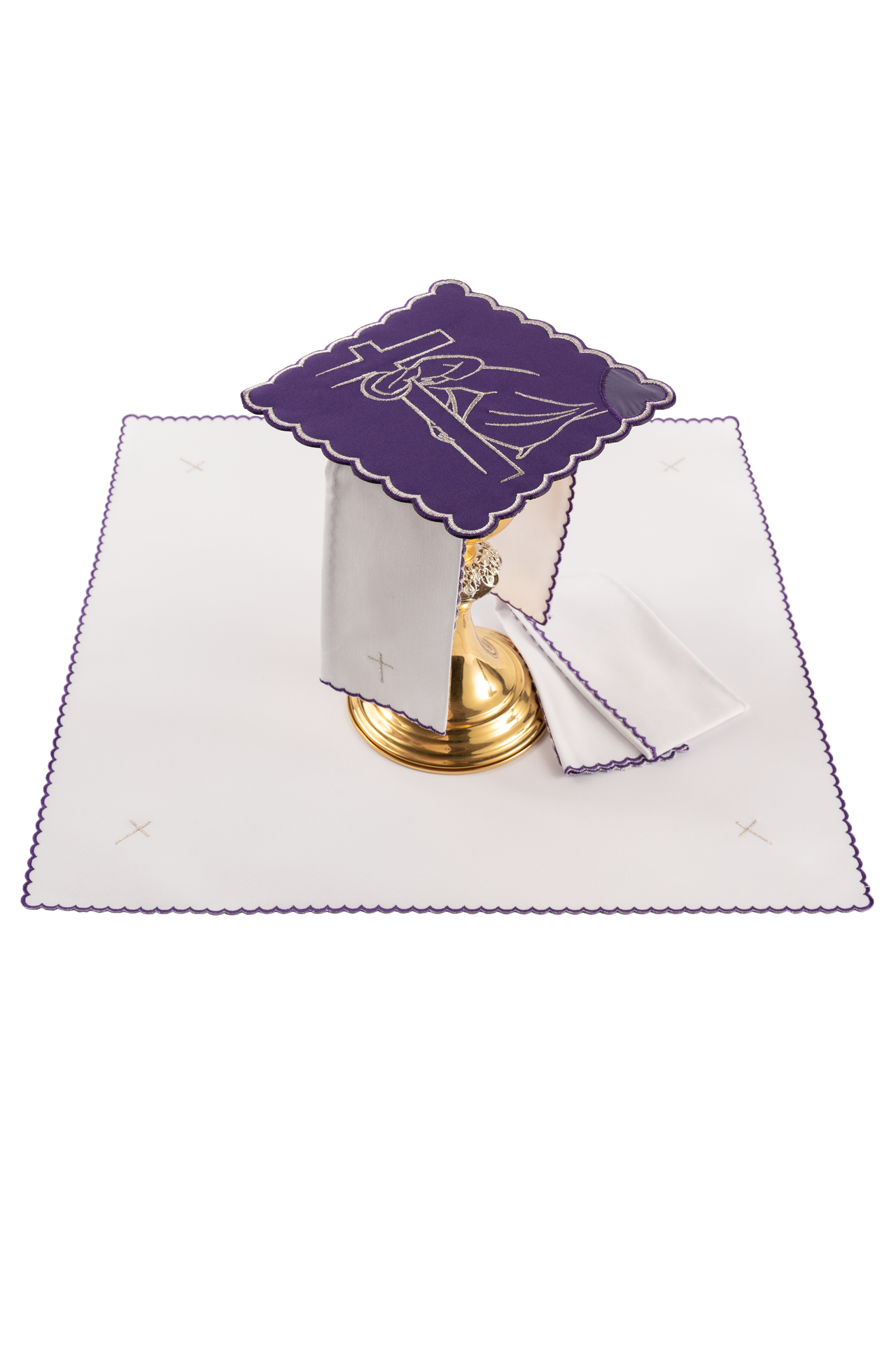 Servicio de altar bordado con el Vía Crucis