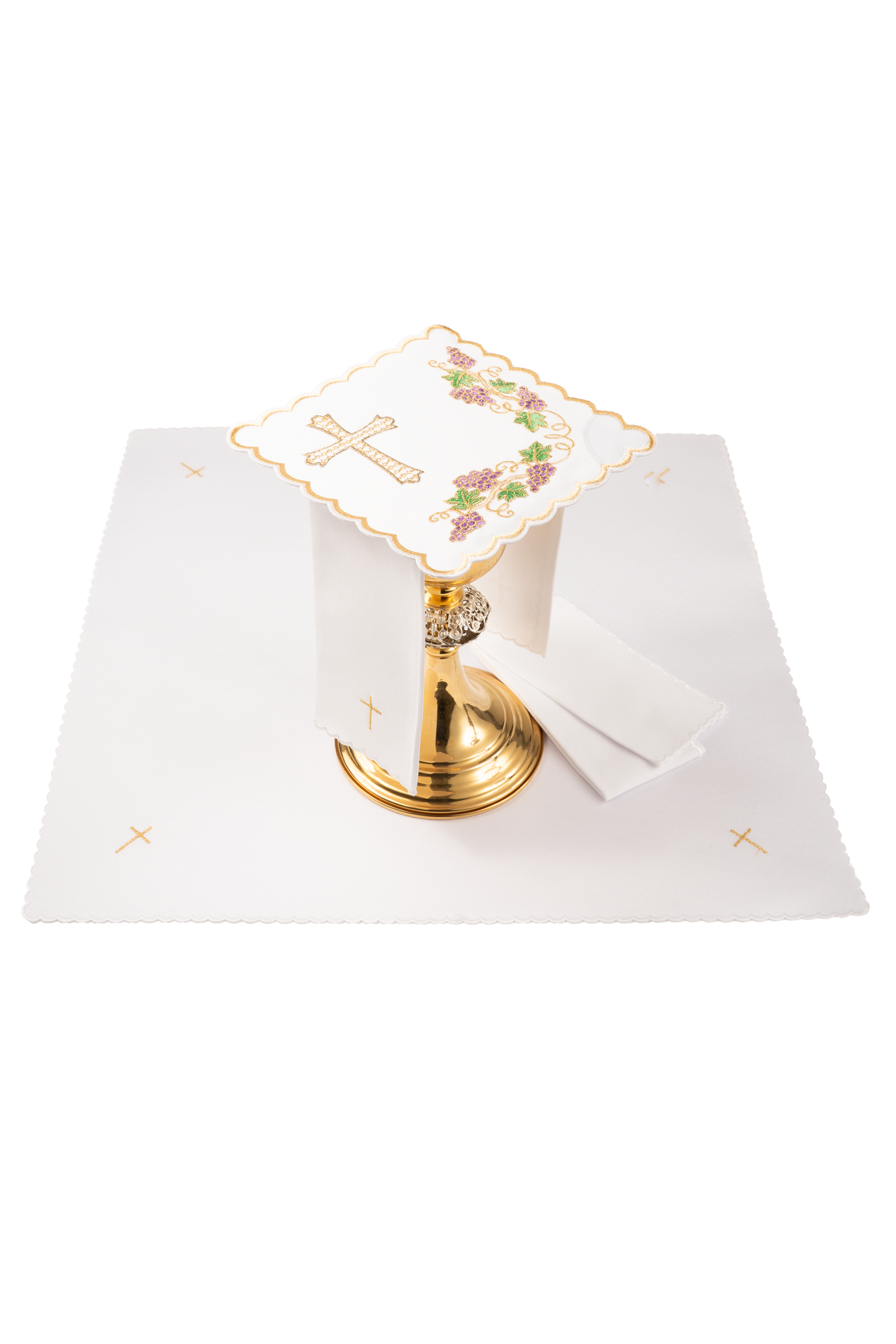 Servicio de altar con motivo de vid y cruz