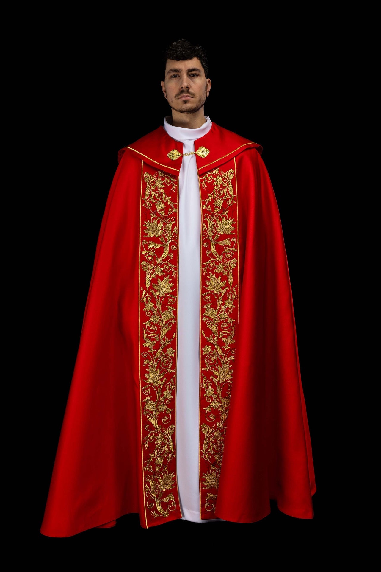 Kapa liturgiczna haftowana Kielich czerwona - ORNATY.PL