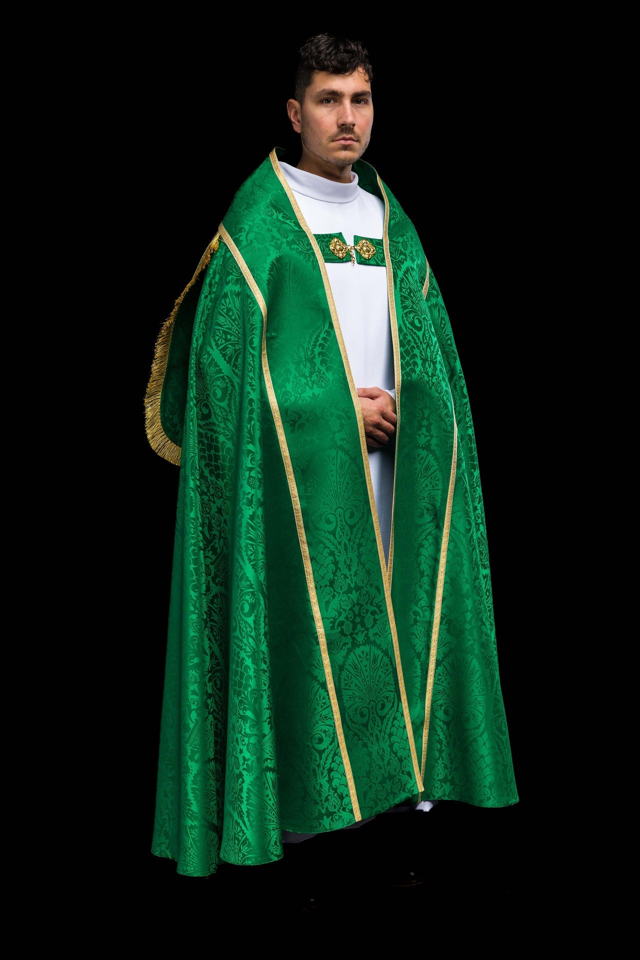 Capa pluvial romana jacquard lisa verde