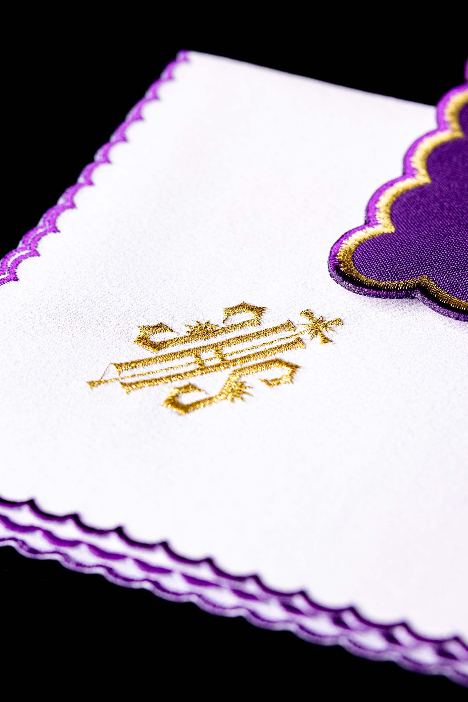 Conjunto de altar com bordado IHS roxo