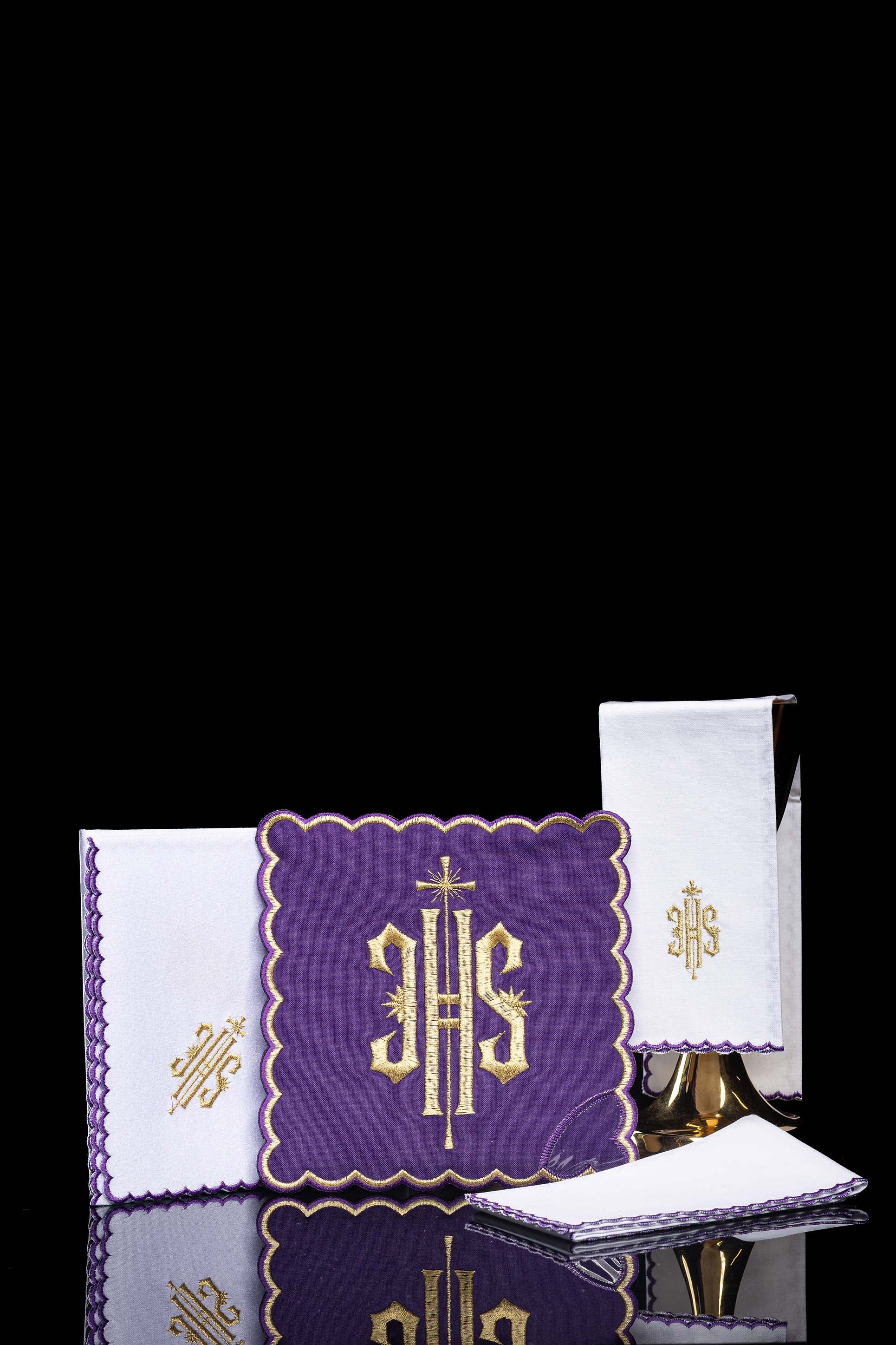 Conjunto de altar com bordado IHS roxo
