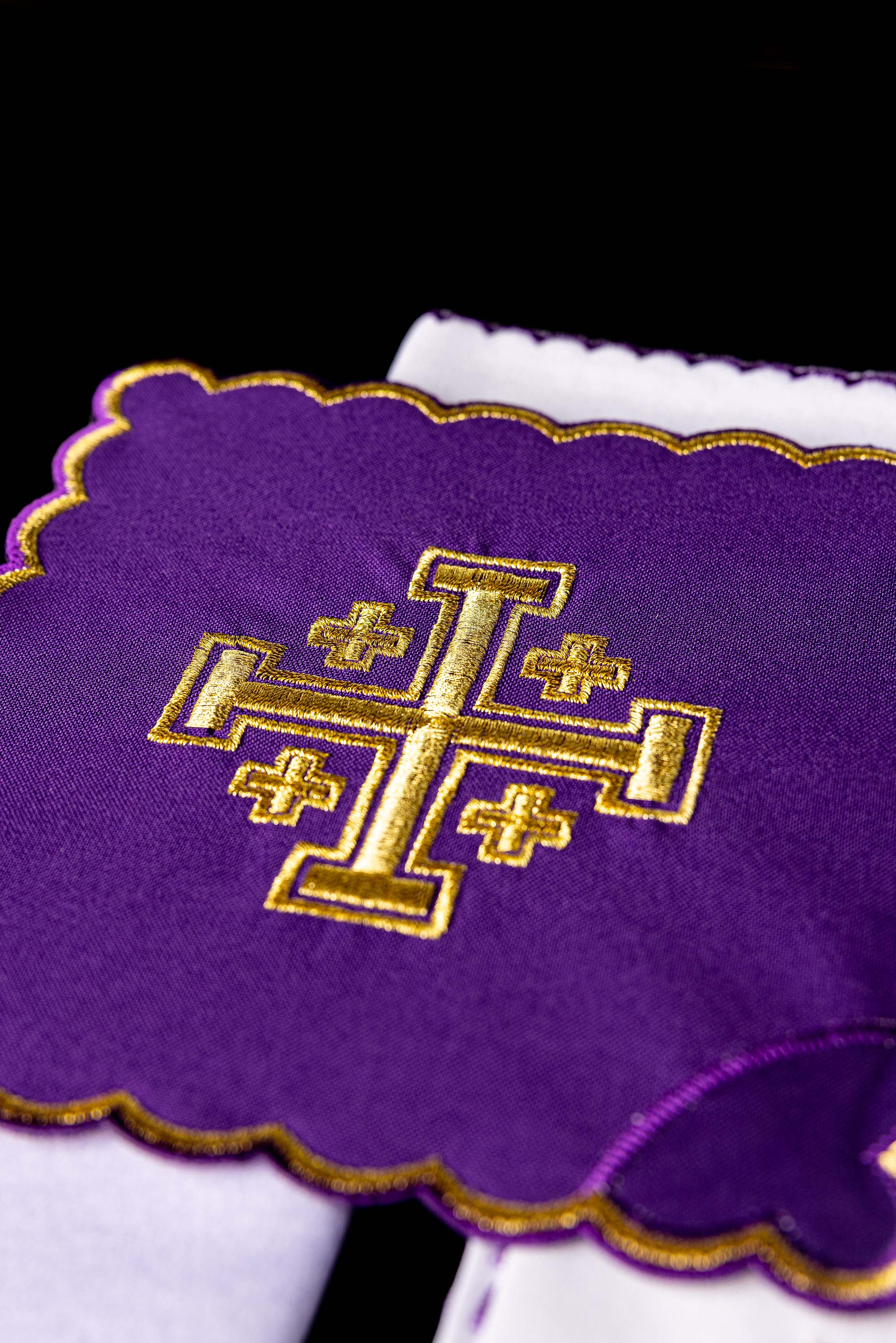 Conjunto de Altar Cruz de Jerusalém Bordada Roxo