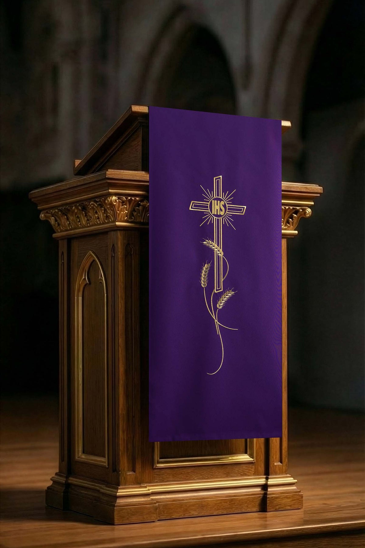 Capa Ambon Roxa Bordada IHS e Cruz - Roxo