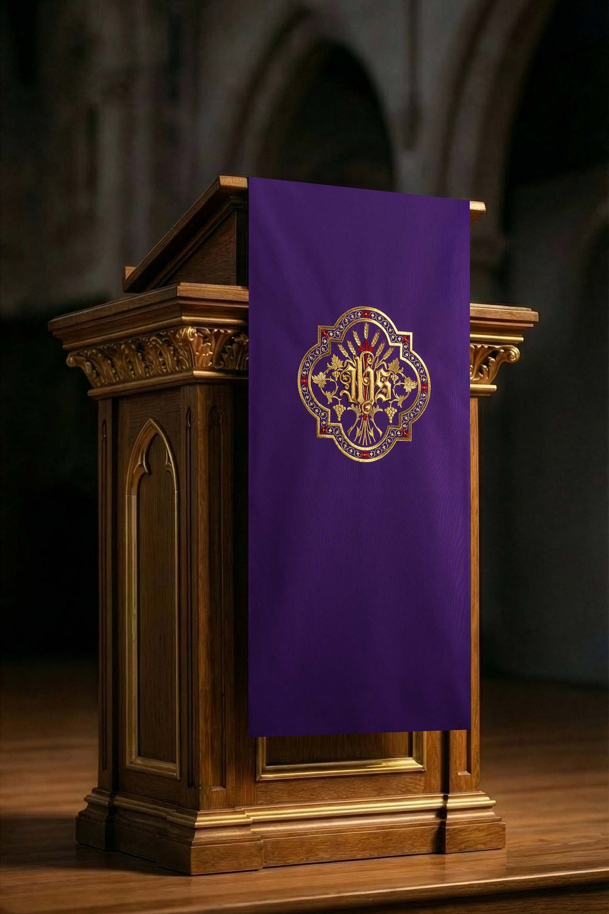 Capa de ambon roxa com bordado IHS dourado - roxo