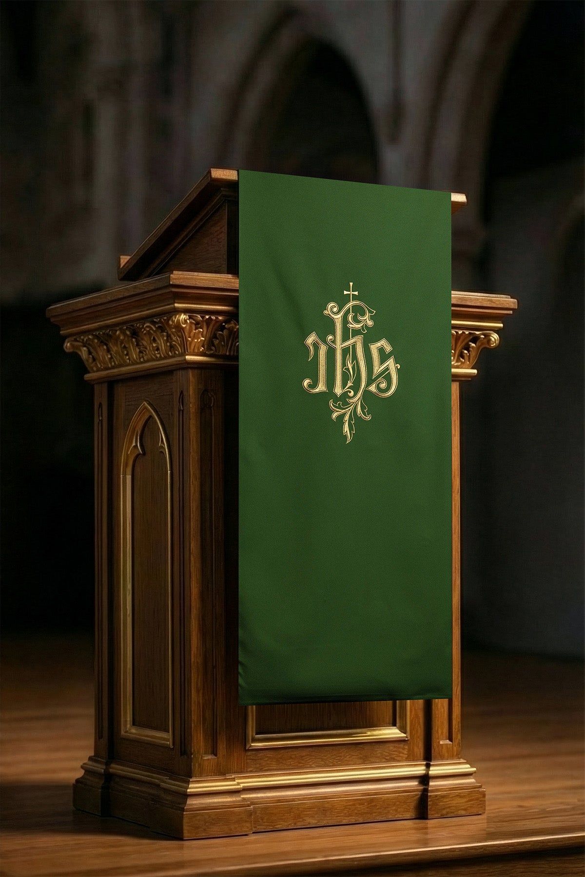 Capa de ambão verde com bordado clássico IHS - verde
