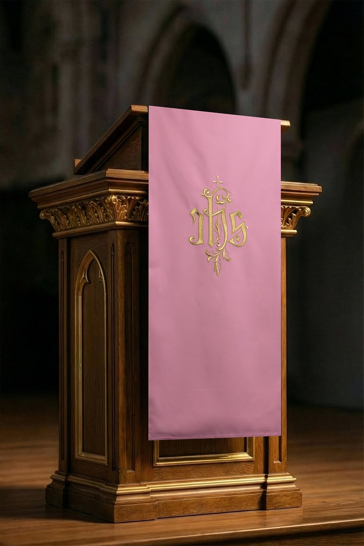 Capa ambon rosa com bordado clássico IHS - rosa