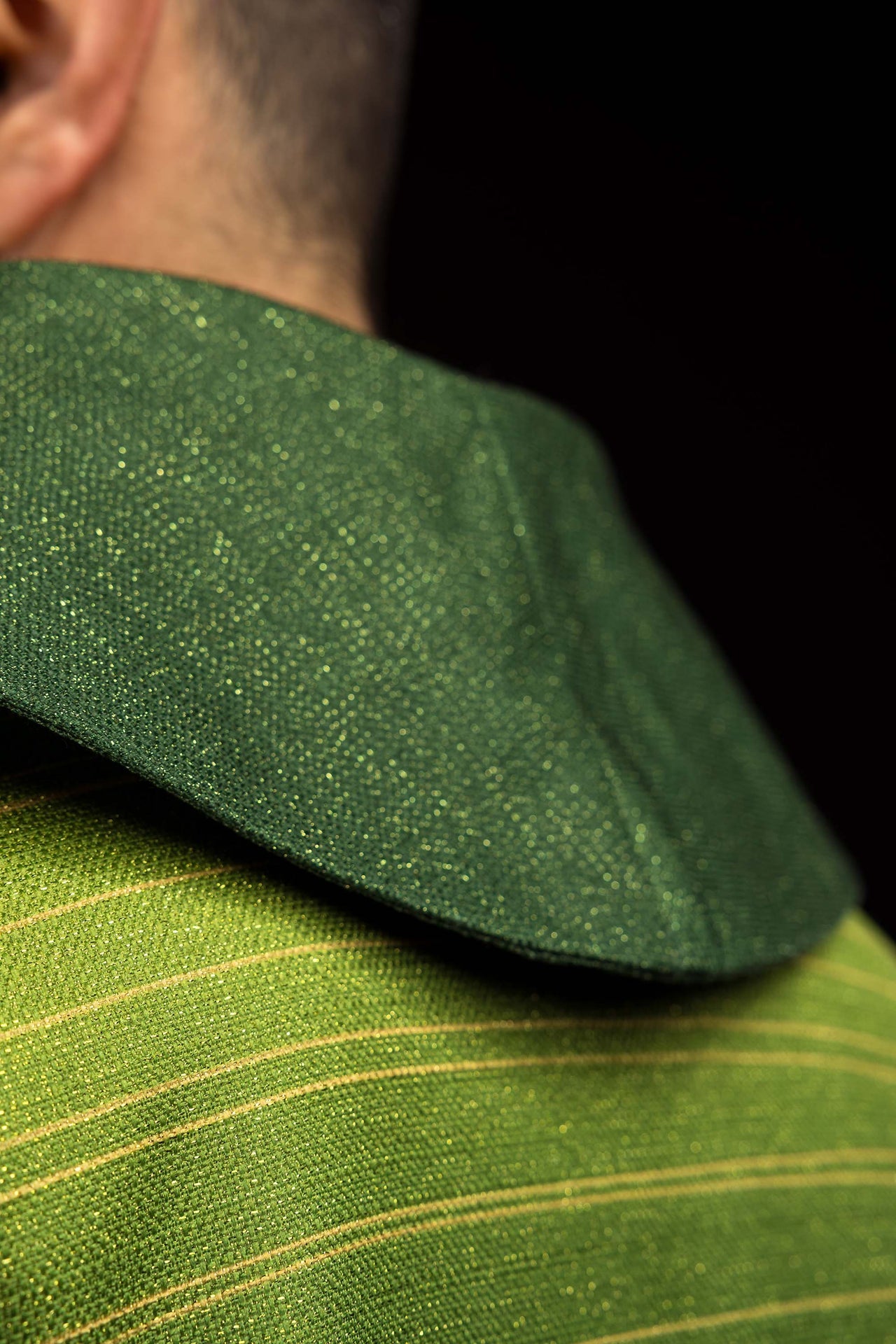 Casulla estampada con la Cruz de Jerusalén en color verde