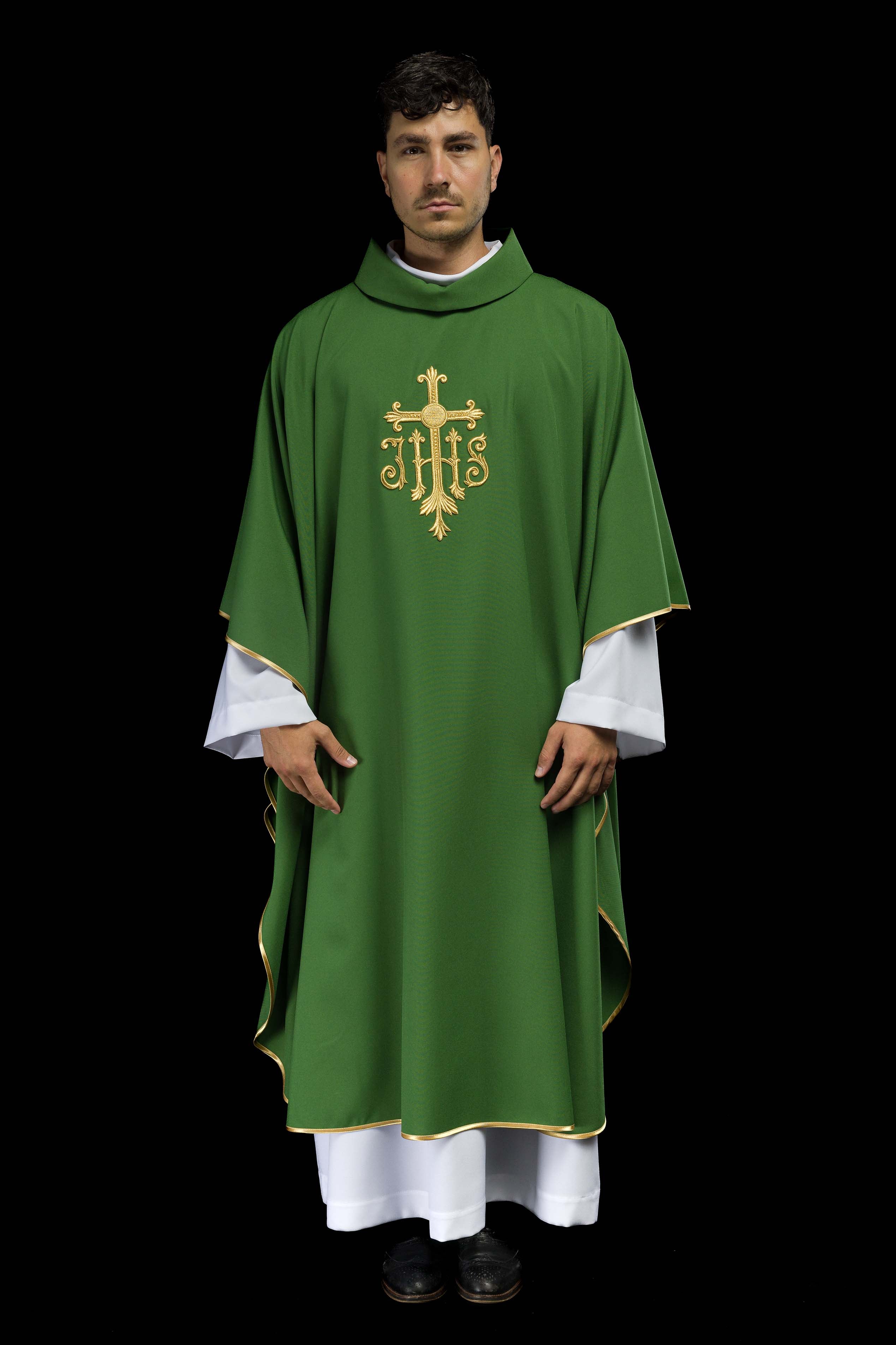 Casula verde com bordado IHS convexo