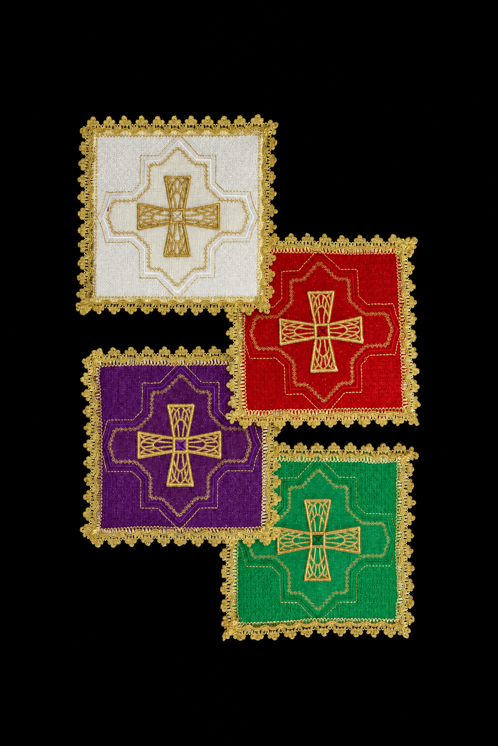 Conjunto de 4 palas bordadas - quatro cores