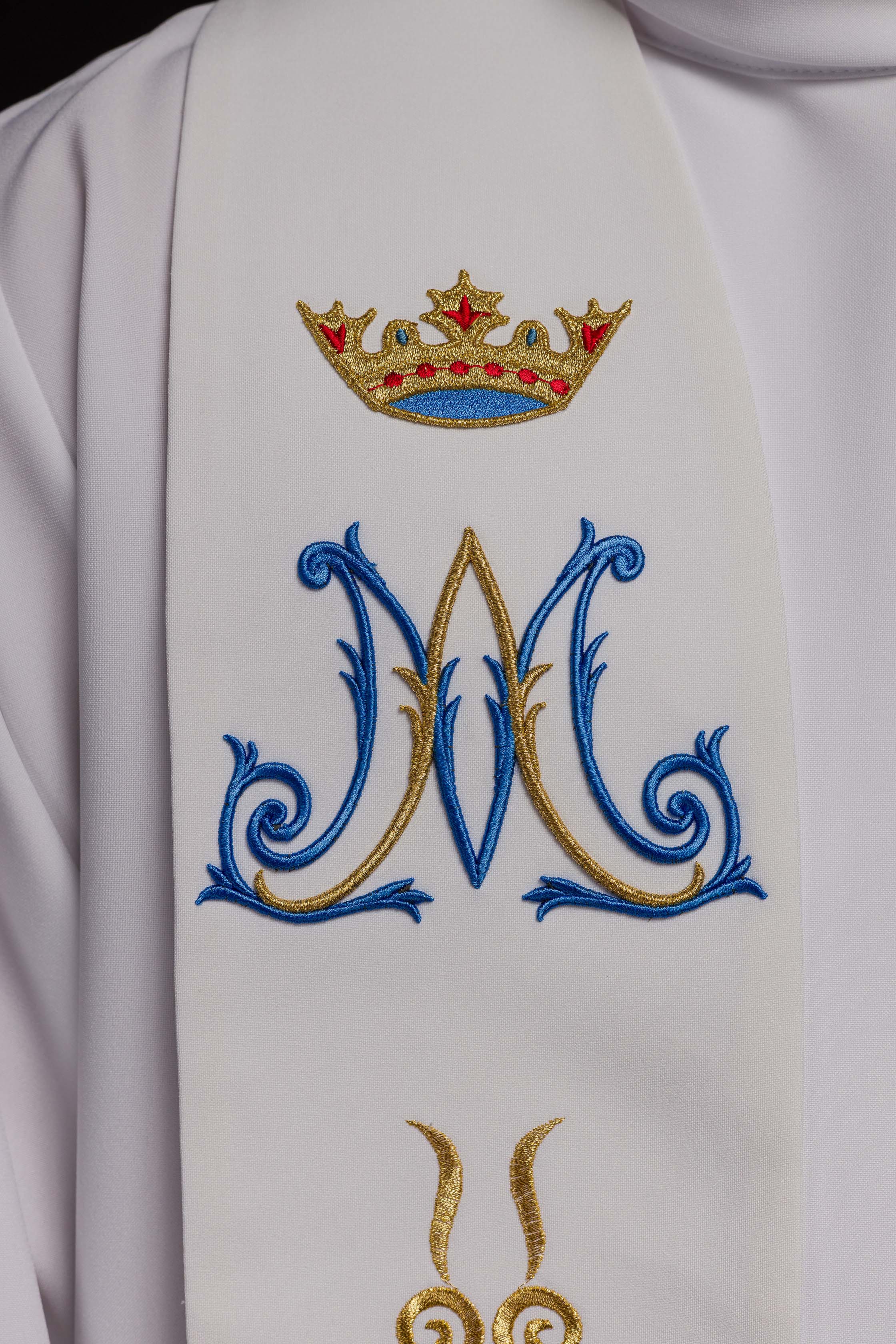 Estola Sacerdotal Bordada Branca Mariana