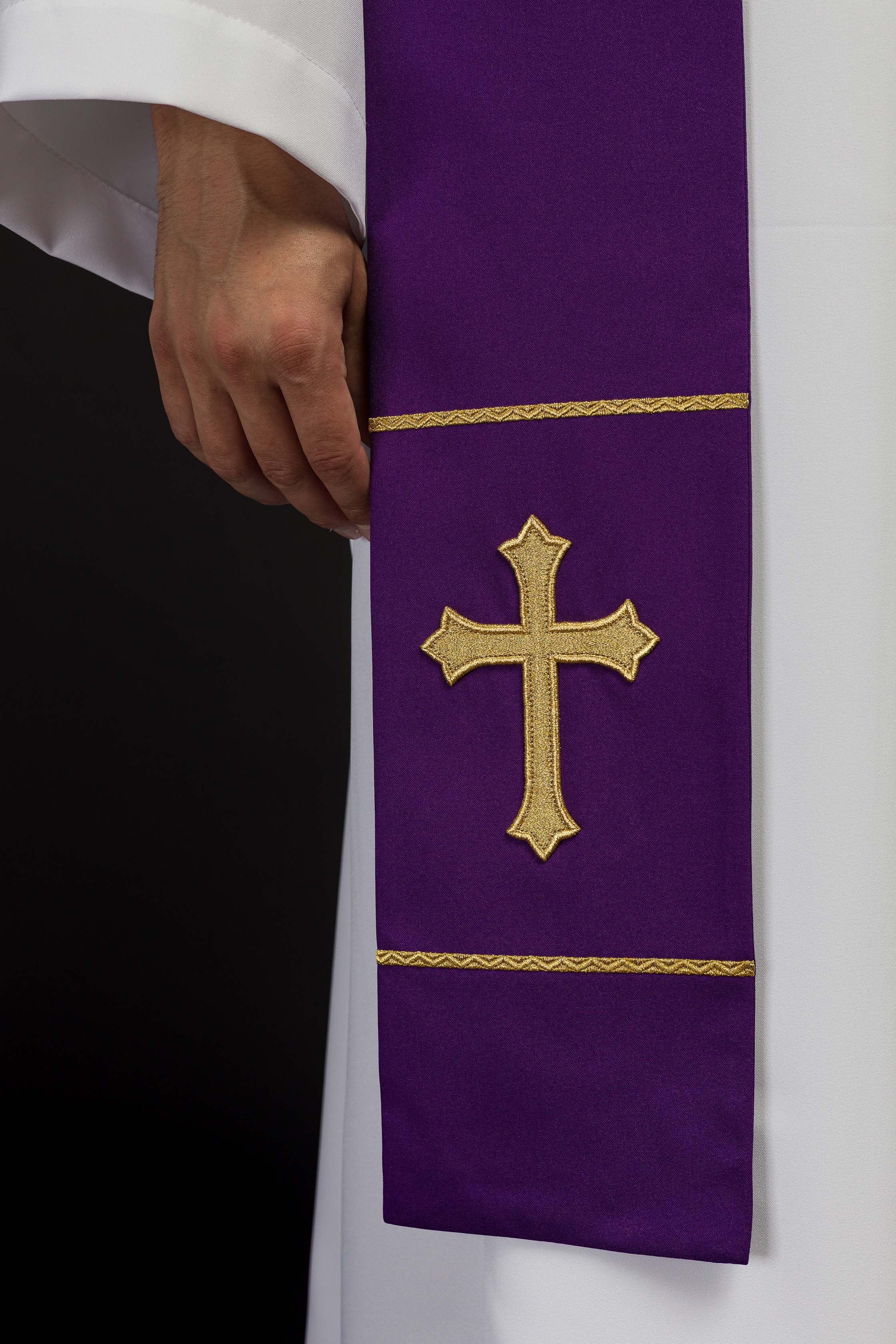 Estola Sacerdotal Roxa Bordada Cruz