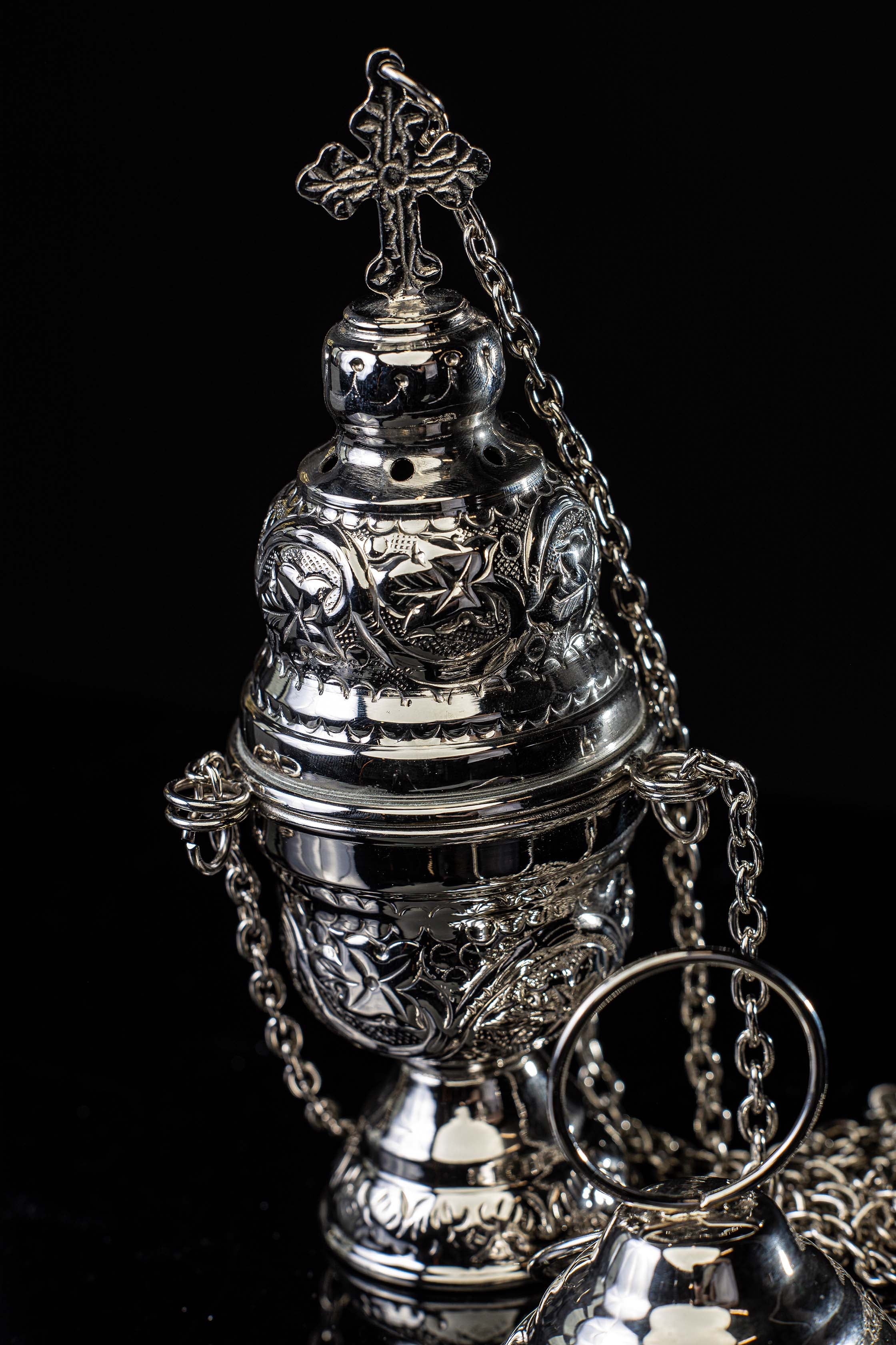 Queimador de incenso - latão - níquel - 19 cm