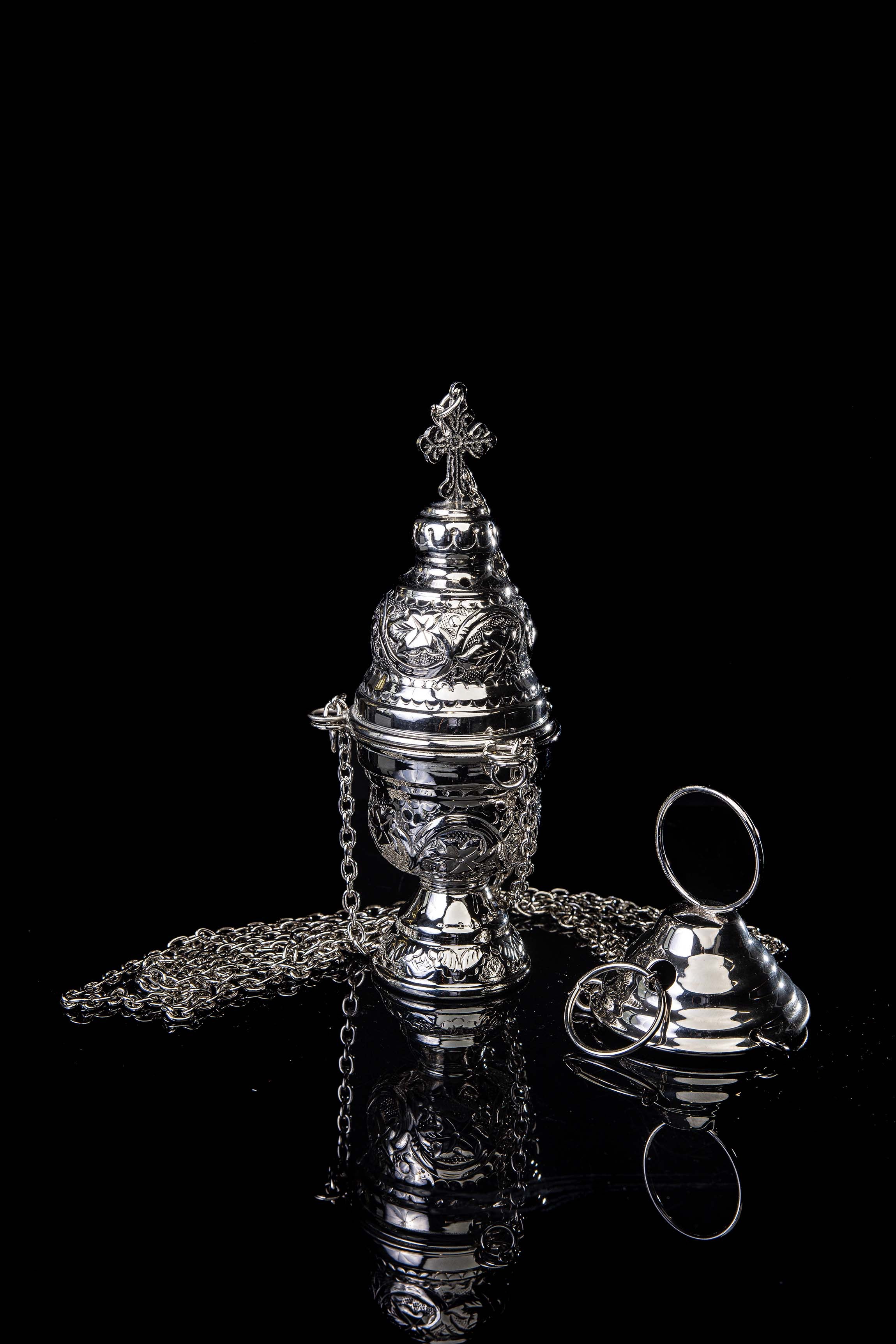 Queimador de incenso - latão - níquel - 19 cm