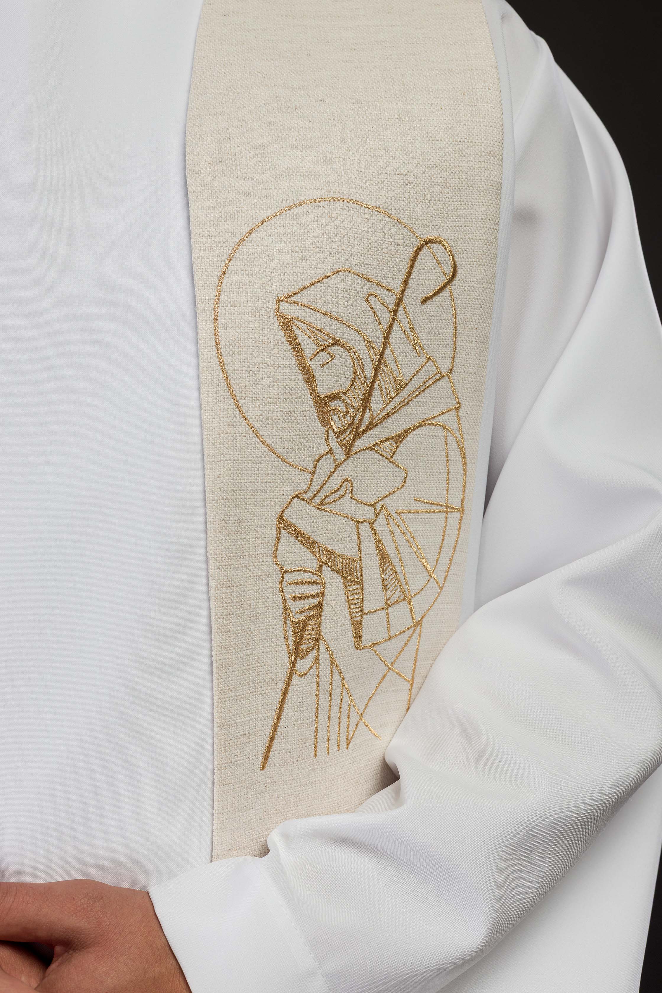 Estola bordada “Jesus Bom Pastor” cru