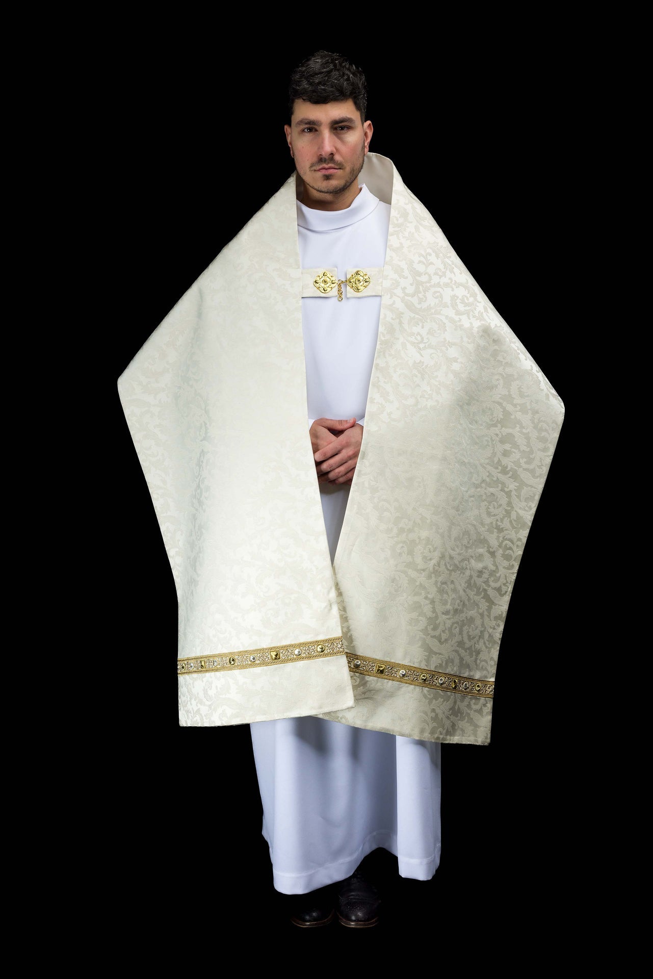 Velo humeral con bordado del Cordero Pascual sobre tejido jacquard