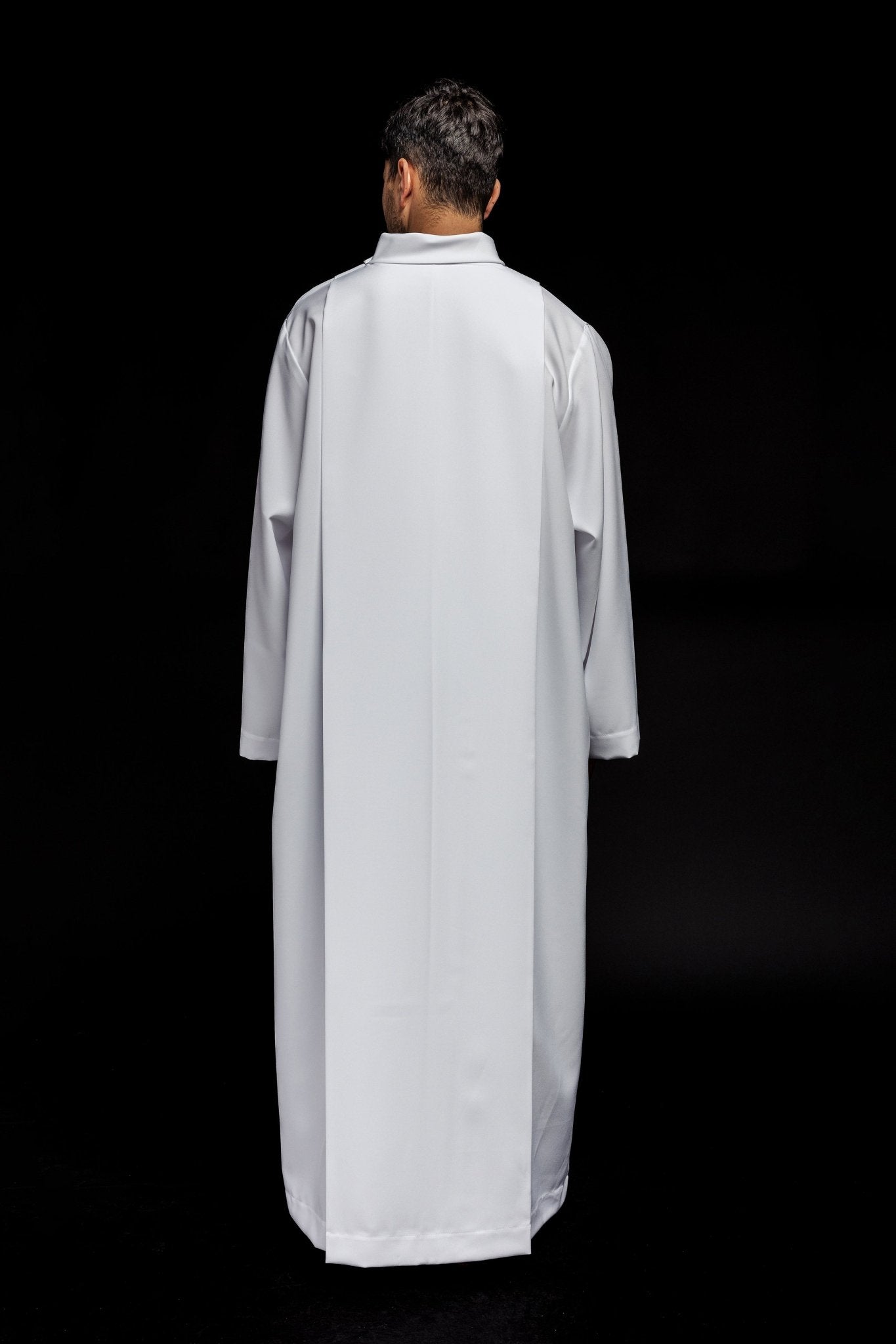 Alba lisa blanca con cuello redondo KAB/022/04/12 135cm/164cm - CASULLAS.ES