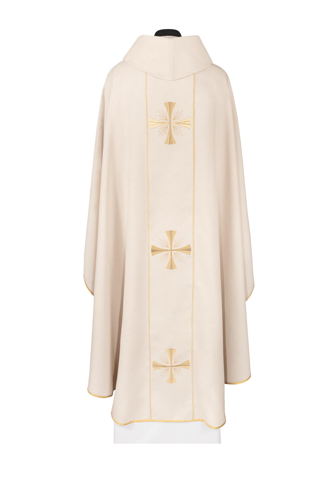 Casulla con faja color crudo y bordado de cruces KDT/7054/05/70 ECRU - CASULLAS.ES